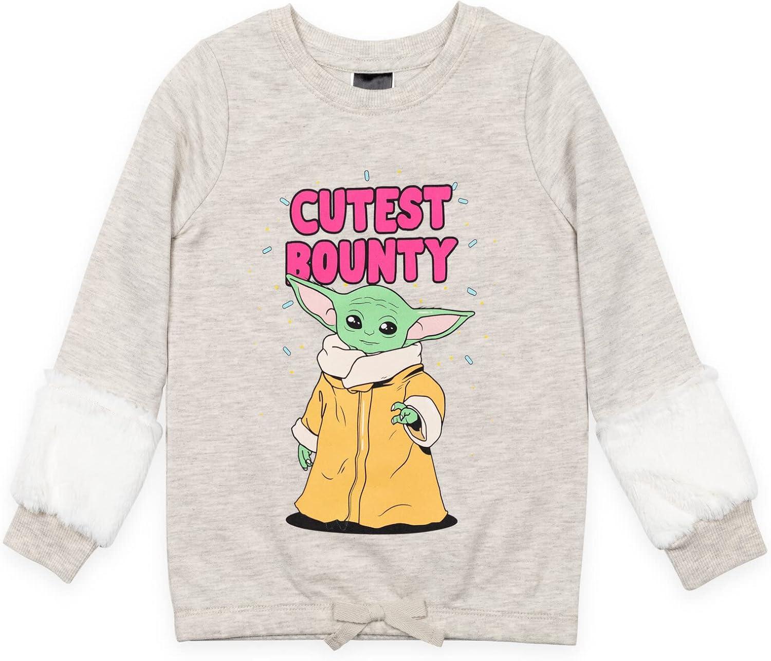 imageSTAR WARS The Child Girls Fur Fleece Sweatshirt and Leggings Outfit Set Toddler to Big KidPinkHeather Gray