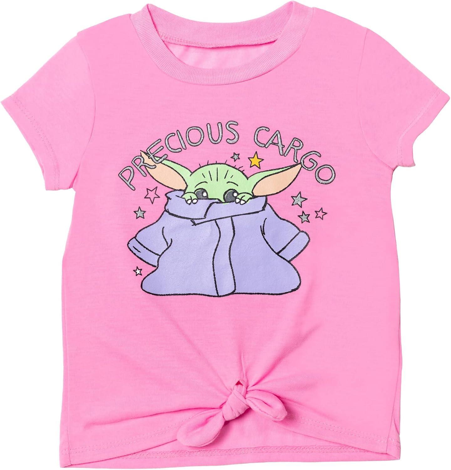 imageSTAR WARS The Child Girls Graphic TShirt Shorts and Scrunchie 3 Piece Outfit Set Infant to Big KidPinkRainbow