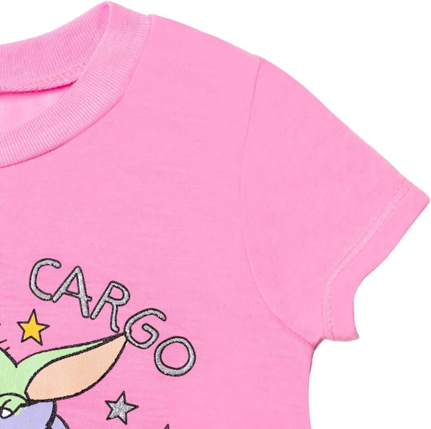 imageSTAR WARS The Child Girls Graphic TShirt Shorts and Scrunchie 3 Piece Outfit Set Infant to Big KidPinkRainbow