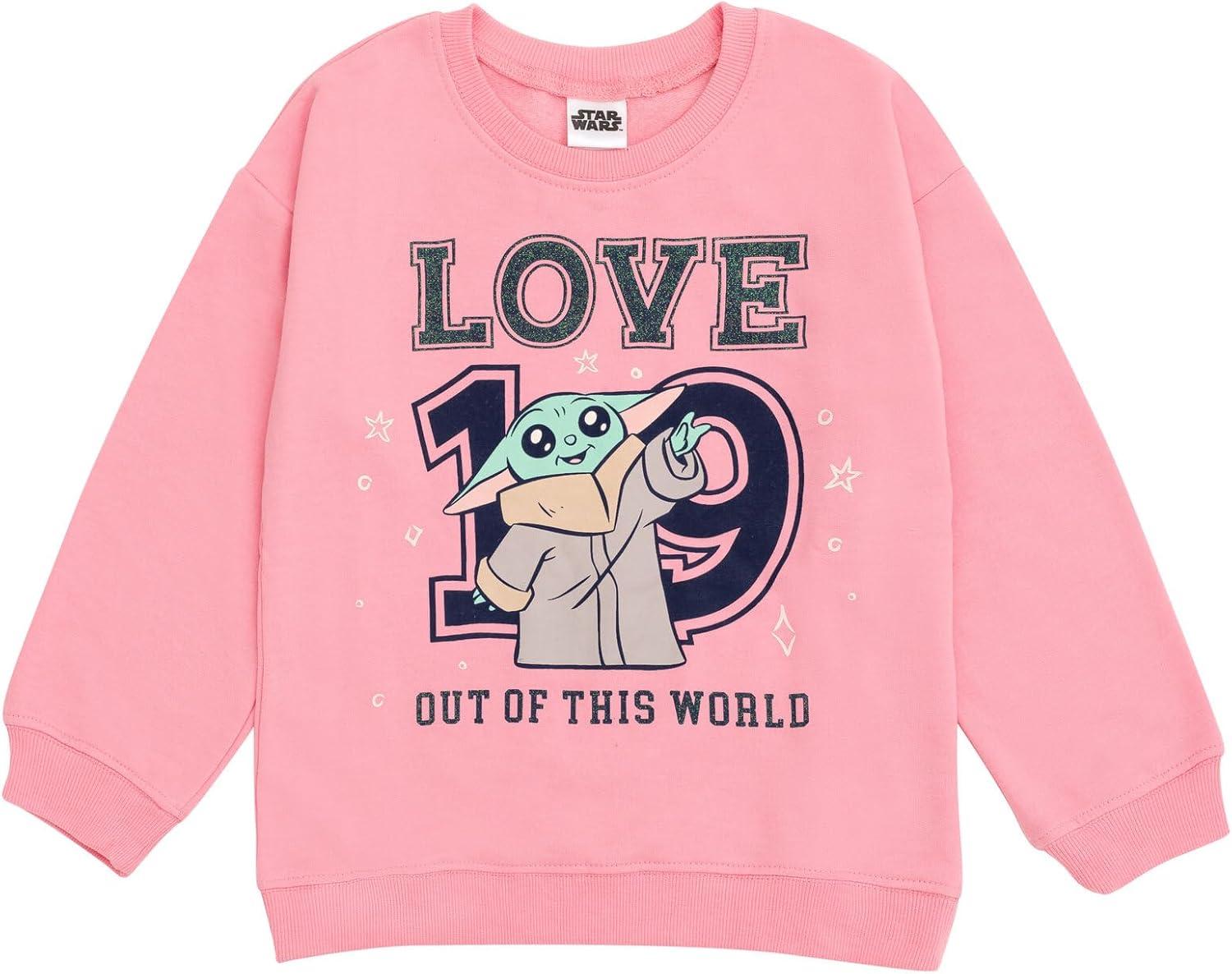 imageSTAR WARS The Mandalorian Grogu Girls Fleece Drop Shoulder Sweatshirt ampamp Pleated Skirt Toddler to Big Kid Sizes 2T  1416Pink