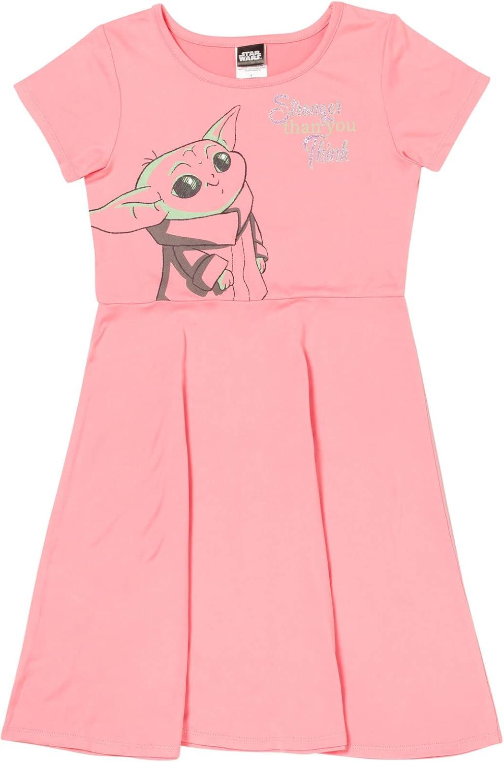 imageSTAR WARS The Mandalorian The Child Girls 2 Pack Skater Short Sleeve Dresses Little Kid to Big KidGreen