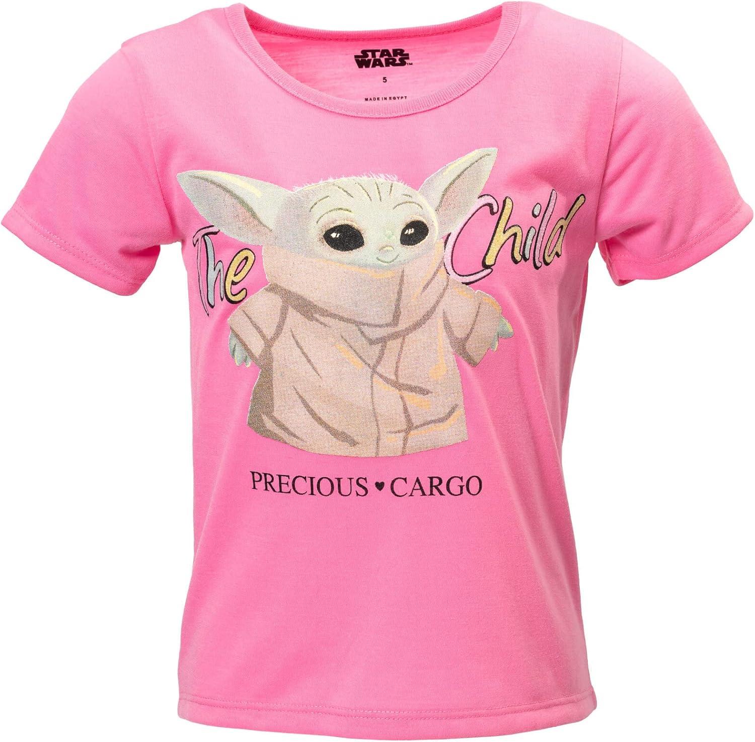 imageSTAR WARS The Mandalorian The Child Girls French Terry TShirt and Shorts Outfit Set Little Kid to Big KidBlue  Pink