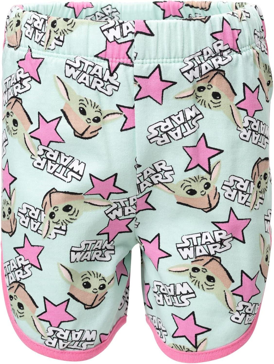 imageSTAR WARS The Mandalorian The Child Girls French Terry TShirt and Shorts Outfit Set Little Kid to Big KidBlue  Pink