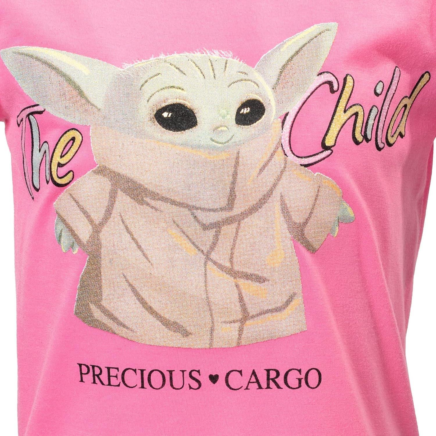 imageSTAR WARS The Mandalorian The Child Girls French Terry TShirt and Shorts Outfit Set Little Kid to Big KidBlue  Pink