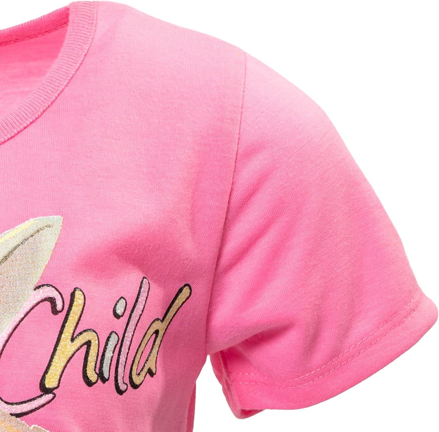 imageSTAR WARS The Mandalorian The Child Girls French Terry TShirt and Shorts Outfit Set Little Kid to Big KidBlue  Pink