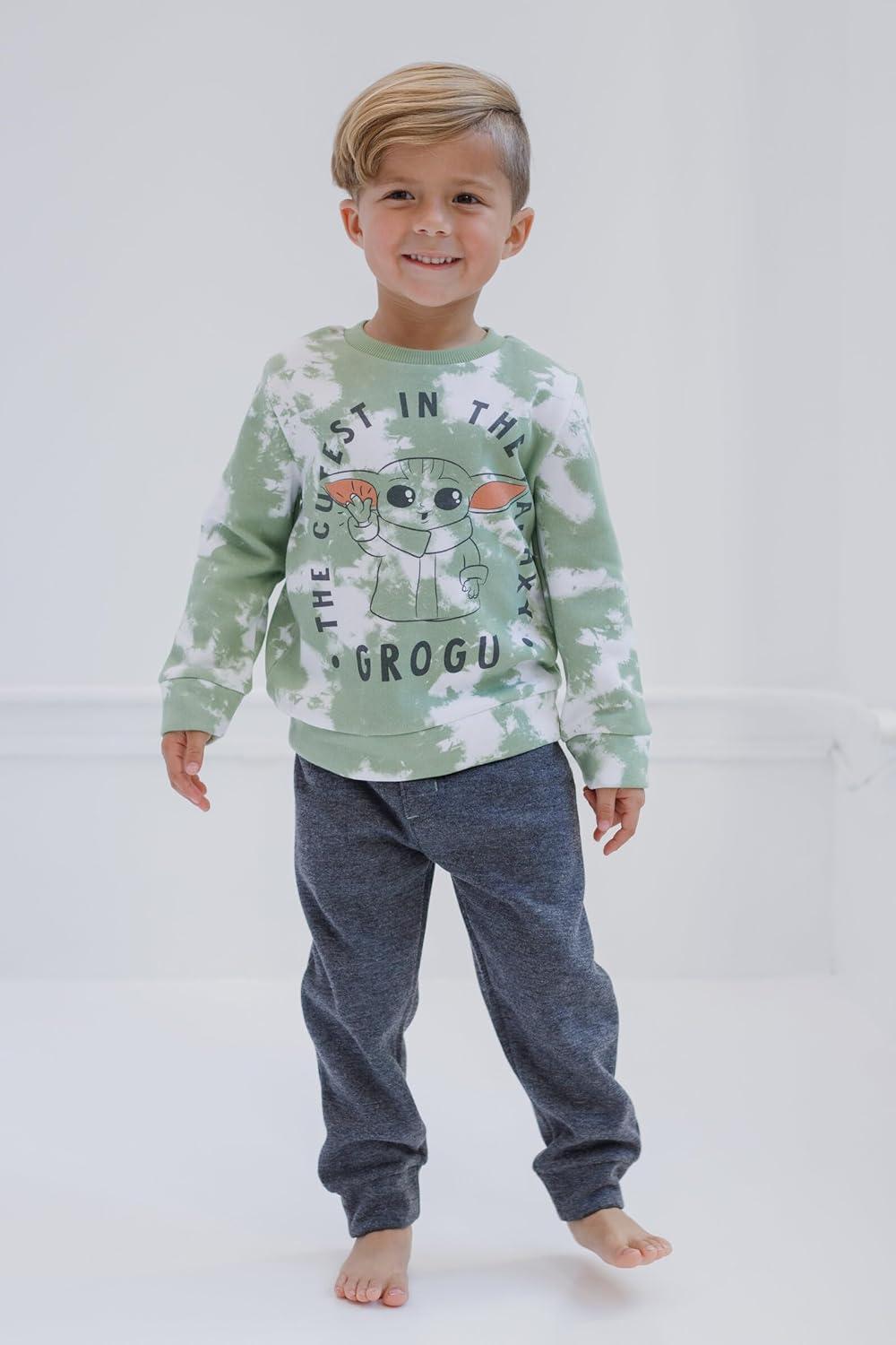 imageSTAR WARS The Mandalorian The Child Sweatshirt and Pants Set Infant to Big KidGreen  Grey