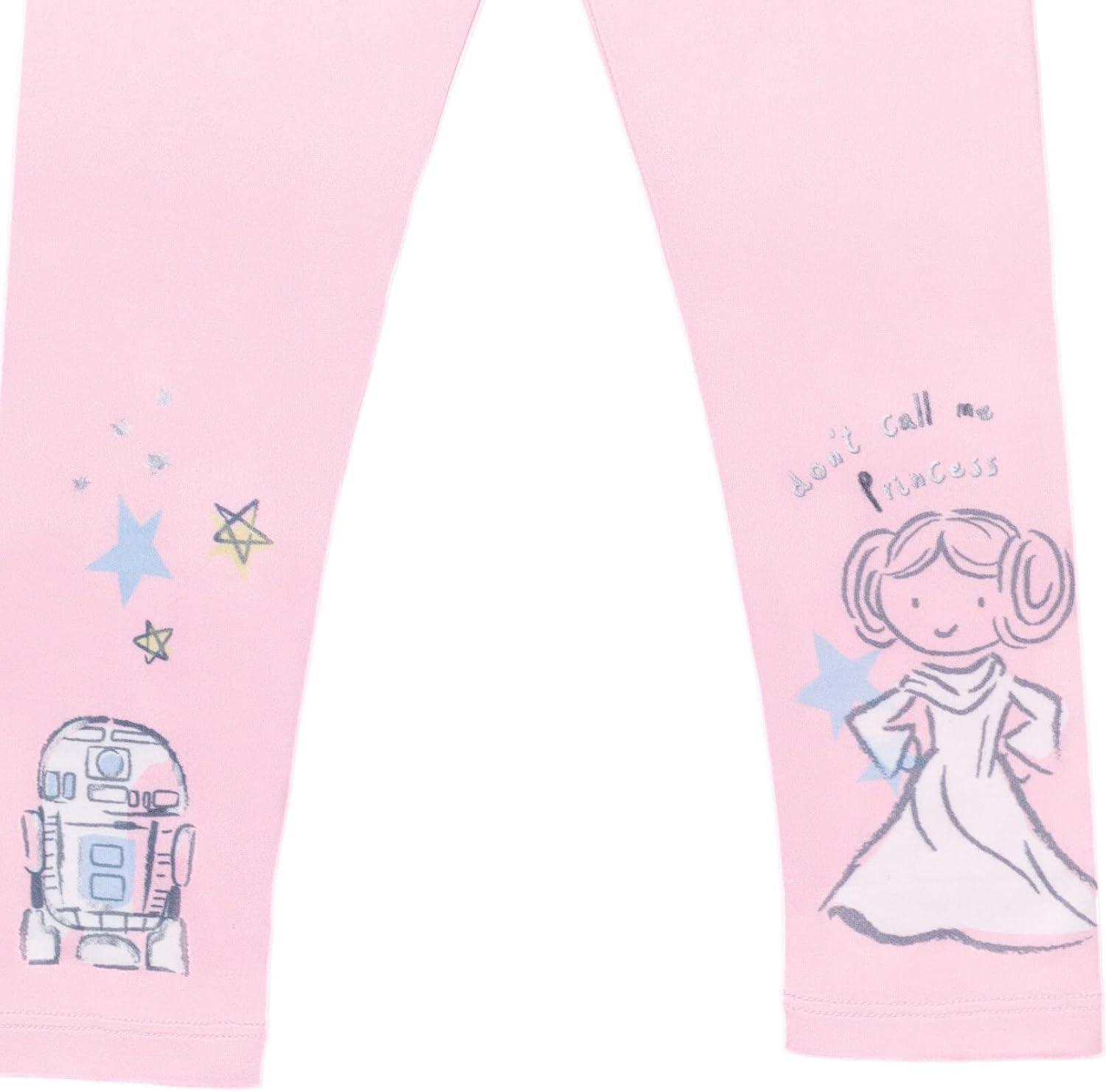 imageSTAR WARS Yoda Chewbacca R2D2 C3PO Leia Girls 3 Pack LeggingsStar Wars