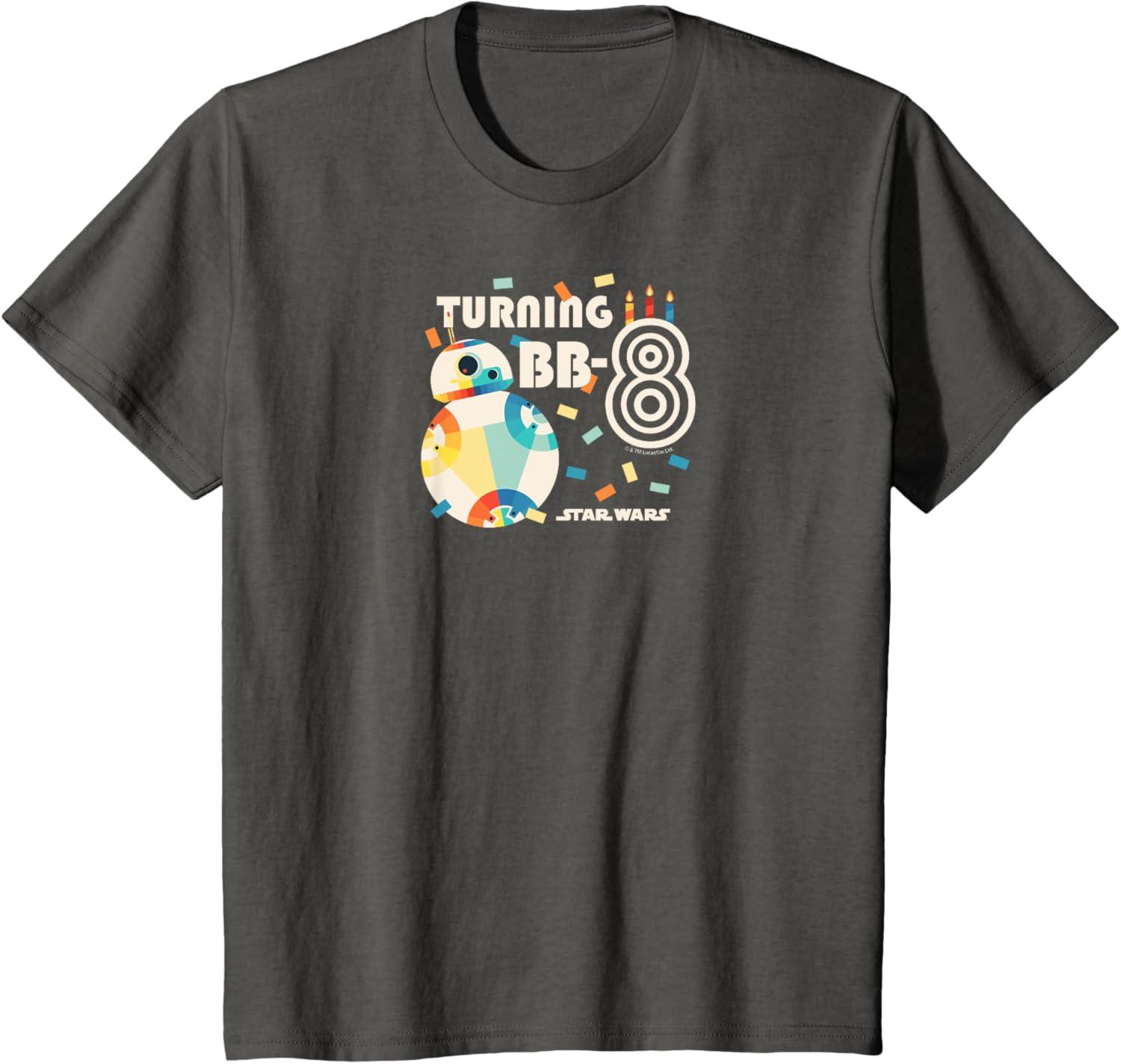 imageStar Wars  Turning BB8 8th Birthday TShirtAsphalt Grey