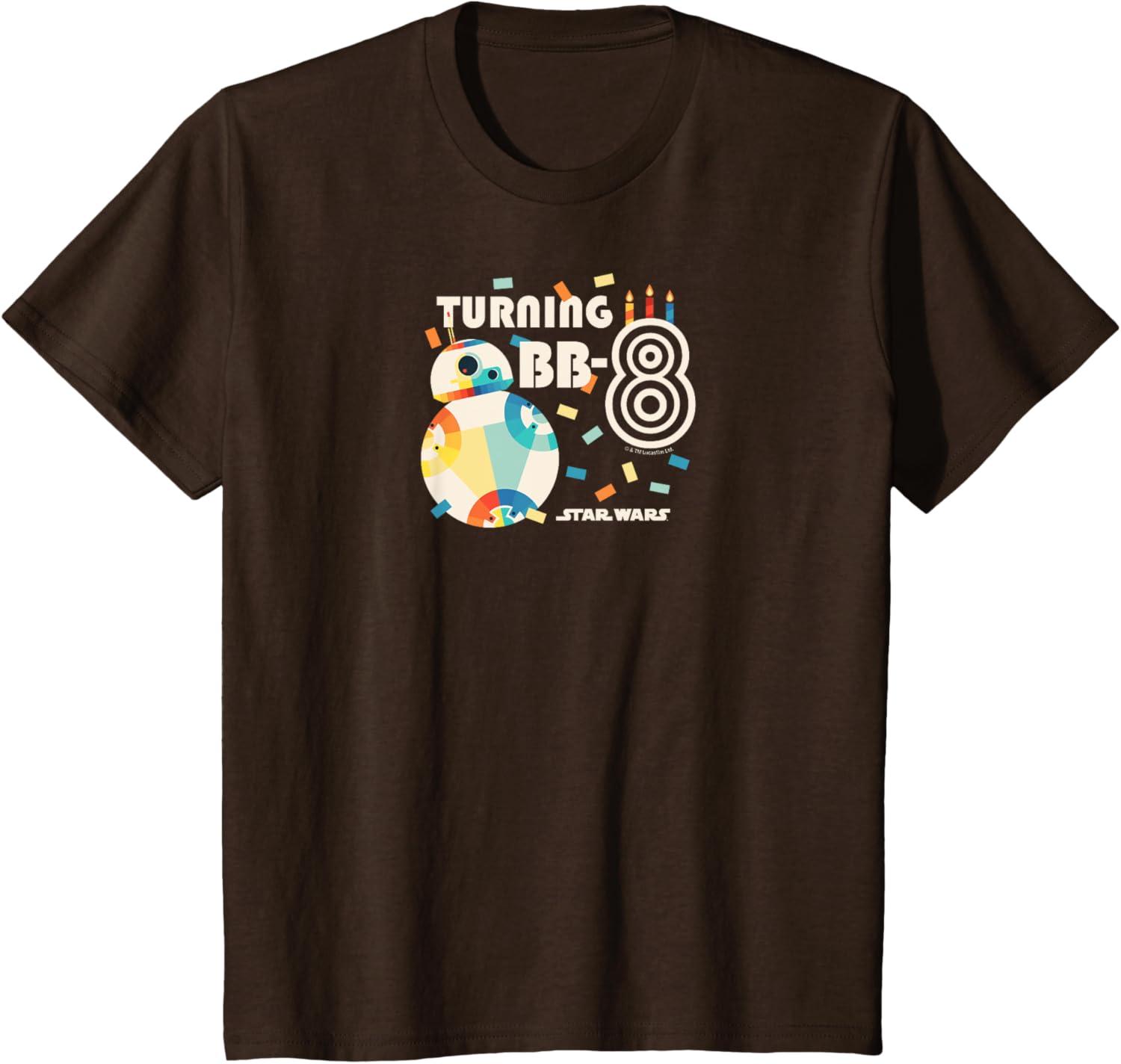 imageStar Wars  Turning BB8 8th Birthday TShirtBrown