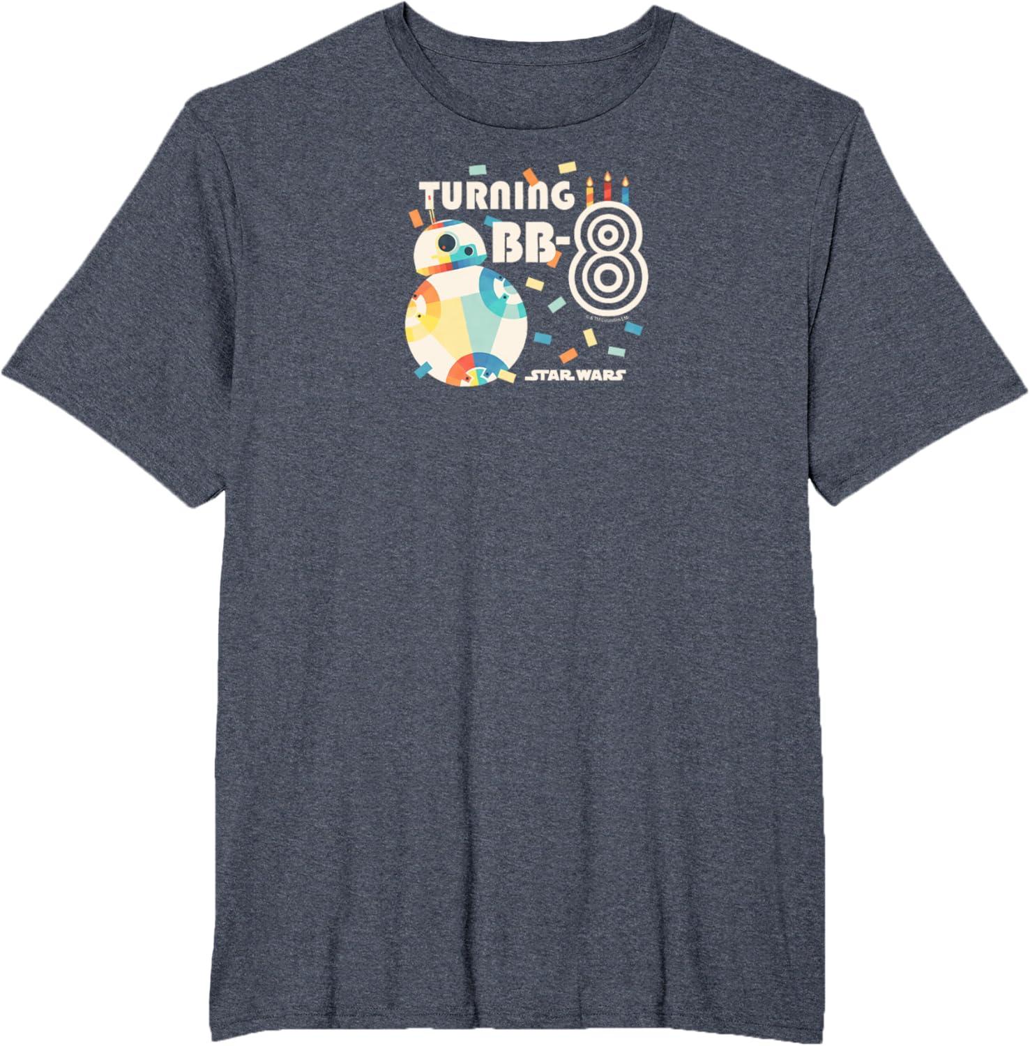 imageStar Wars  Turning BB8 8th Birthday TShirtHeather Blue