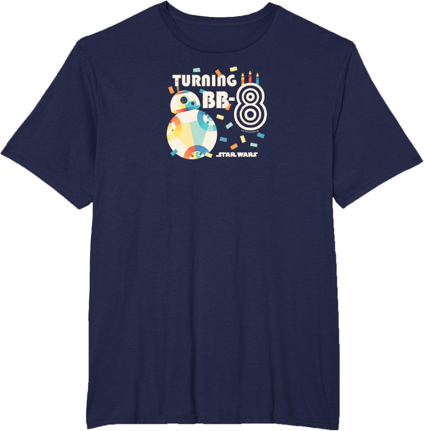 imageStar Wars  Turning BB8 8th Birthday TShirtNavy Blue