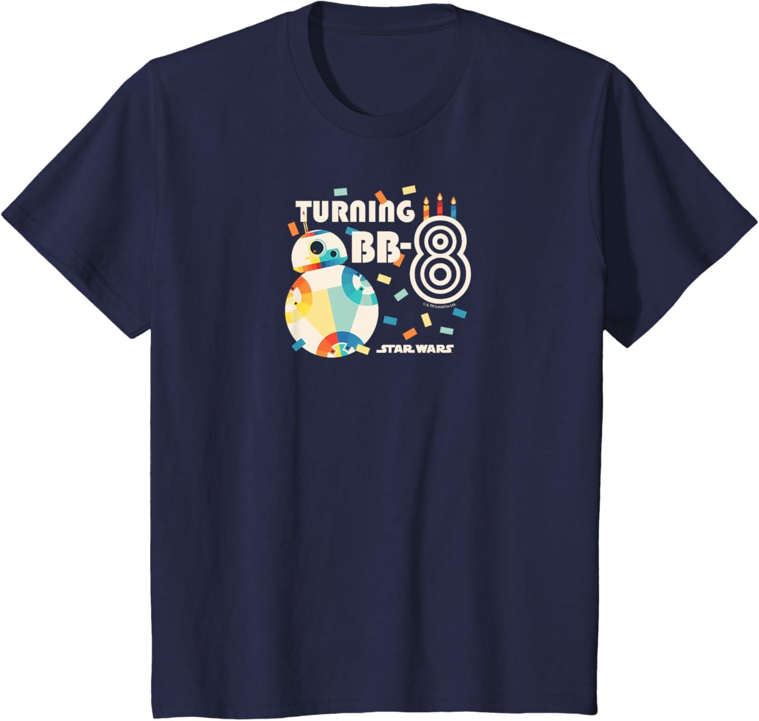 imageStar Wars  Turning BB8 8th Birthday TShirtNavy Blue