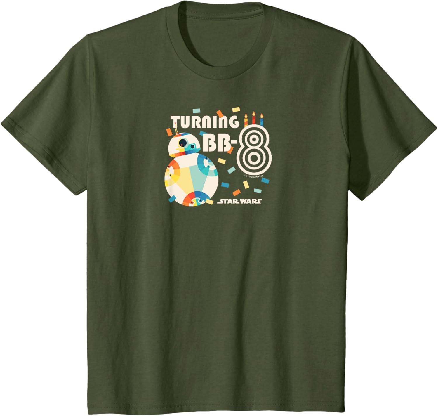 imageStar Wars  Turning BB8 8th Birthday TShirtOlive Green