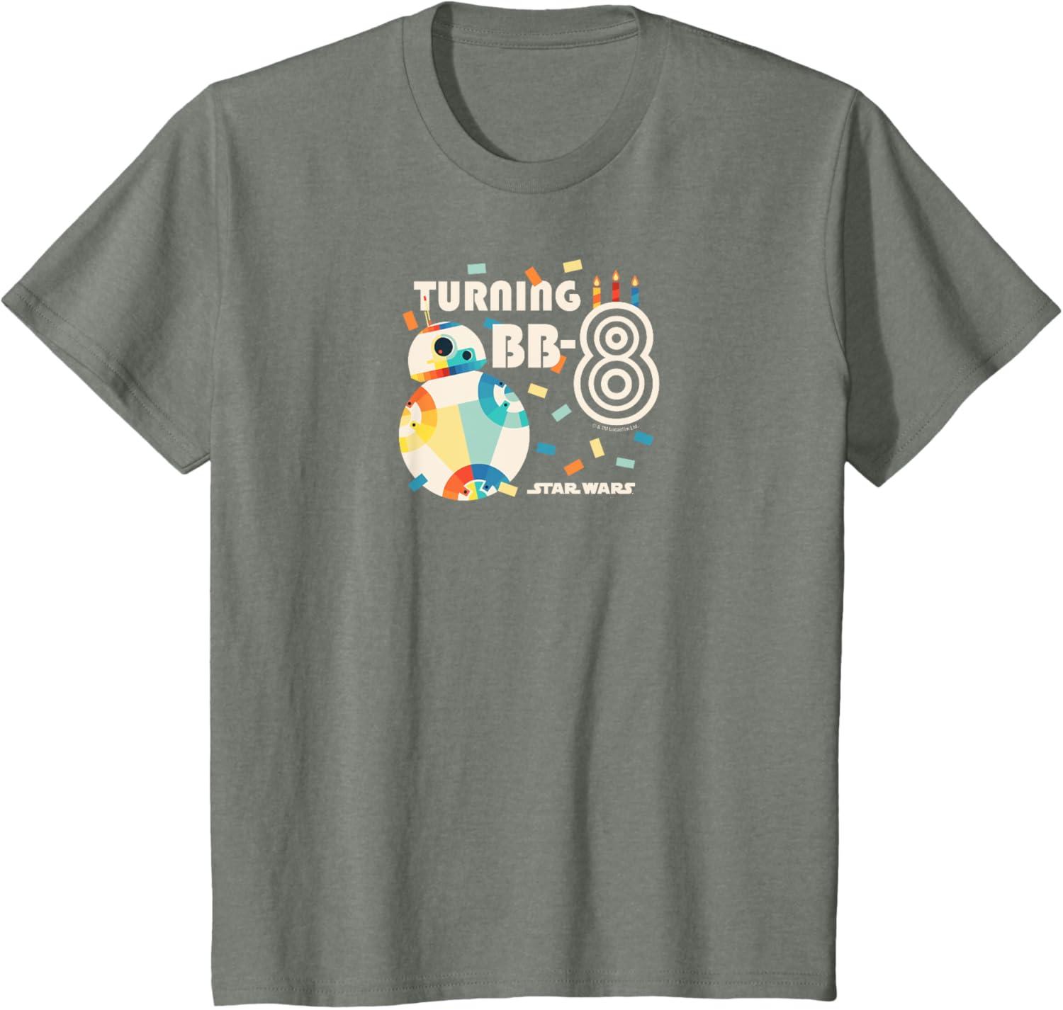 imageStar Wars  Turning BB8 8th Birthday TShirtOlive Heather