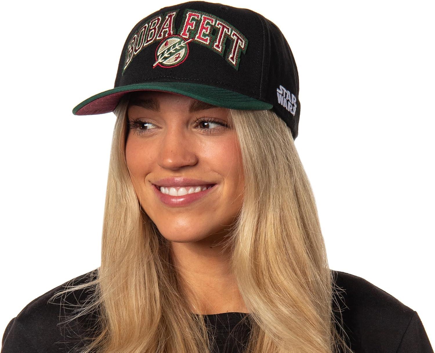 imageStar Wars Adult Embroidered Precurve Snapback Hat for Men and WomenBoba Fett