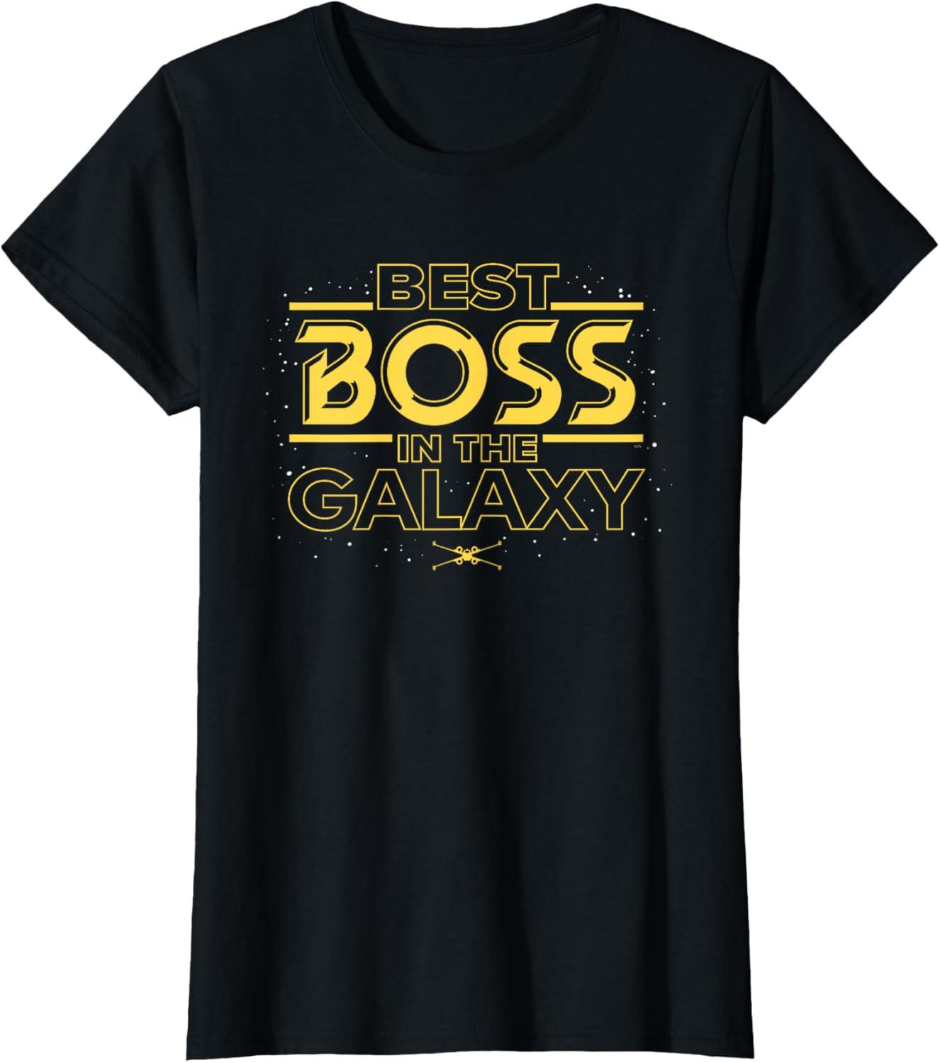 imageStar Wars Best Boss in the Galaxy Birthday Employer Gift TShirtBlack