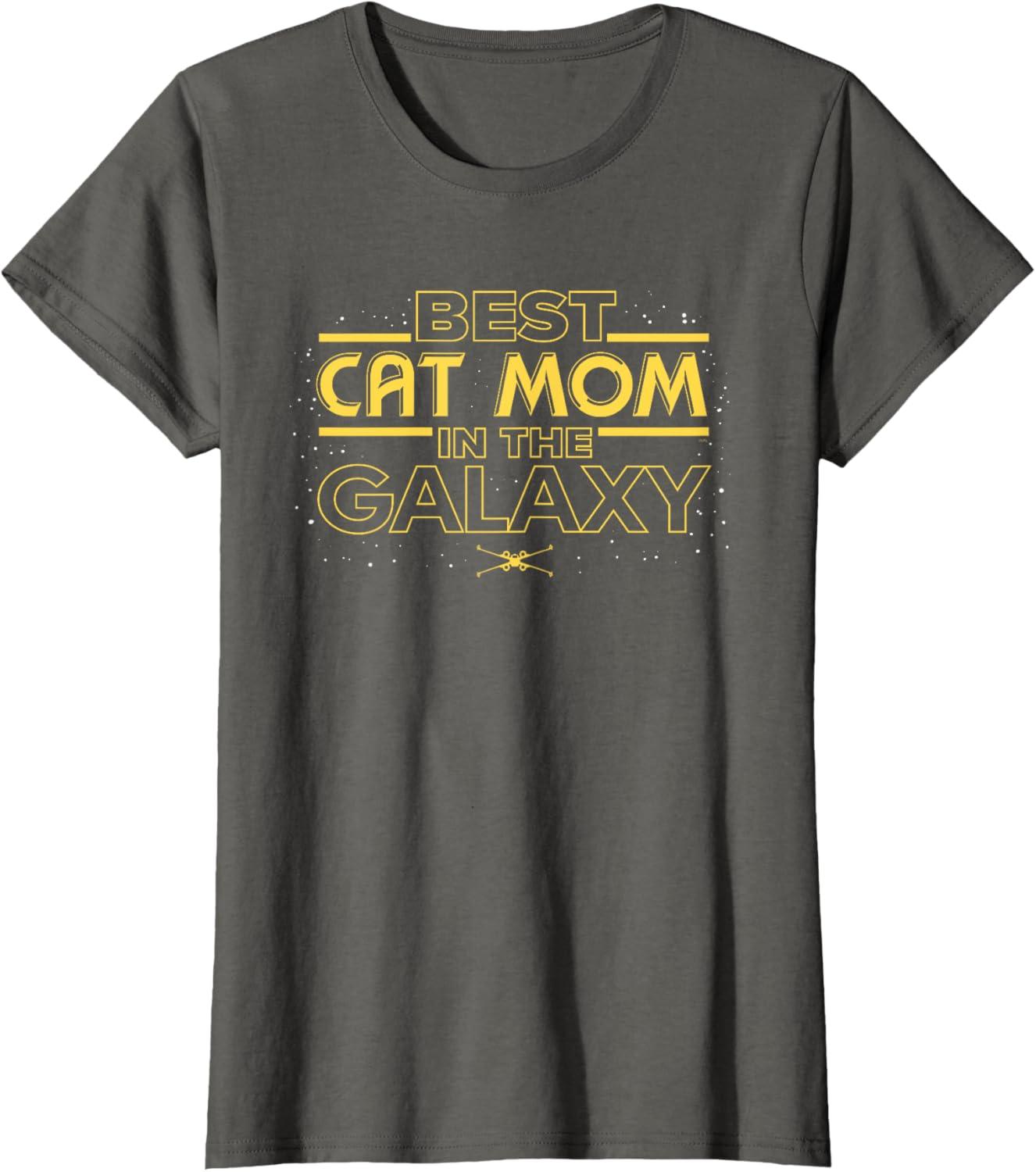 imageStar Wars Best Cat Mom in the Galaxy Birthday Mothers Day TShirtAsphalt Grey