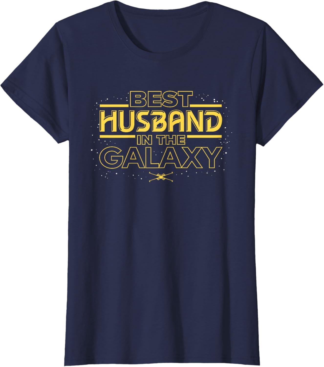 imageStar Wars Best Husband in the Galaxy Birthday Anniversary TShirtNavy Blue