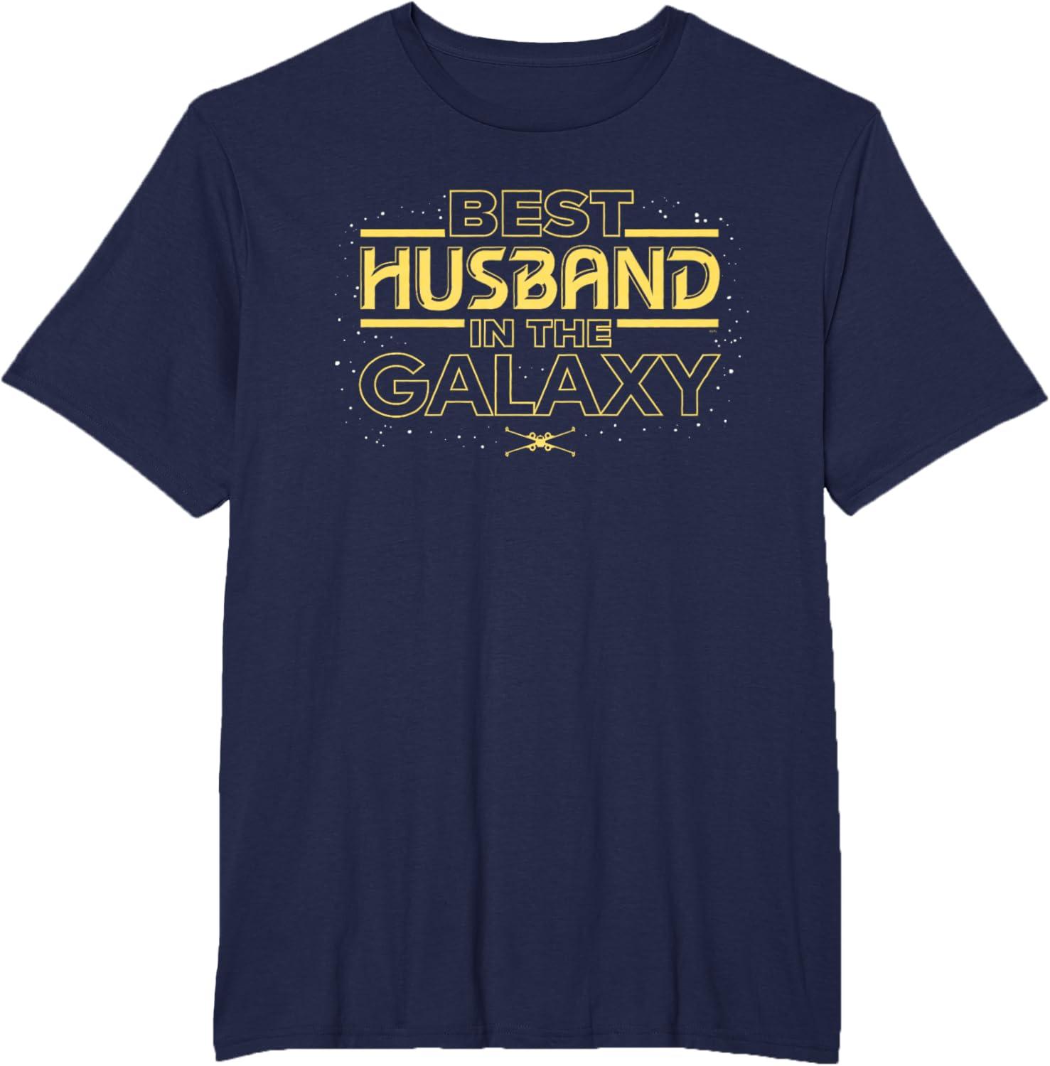 imageStar Wars Best Husband in the Galaxy Birthday Anniversary TShirtNavy Blue