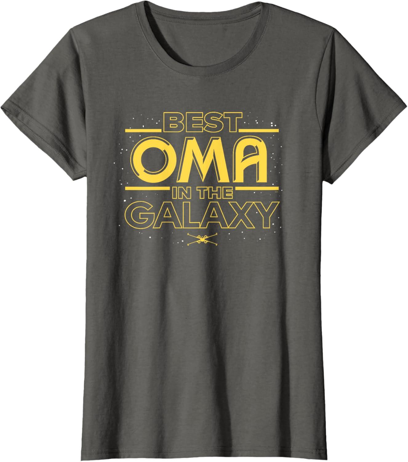 imageStar Wars Best Oma in the Galaxy Birthday Mothers Day TShirtAsphalt Grey