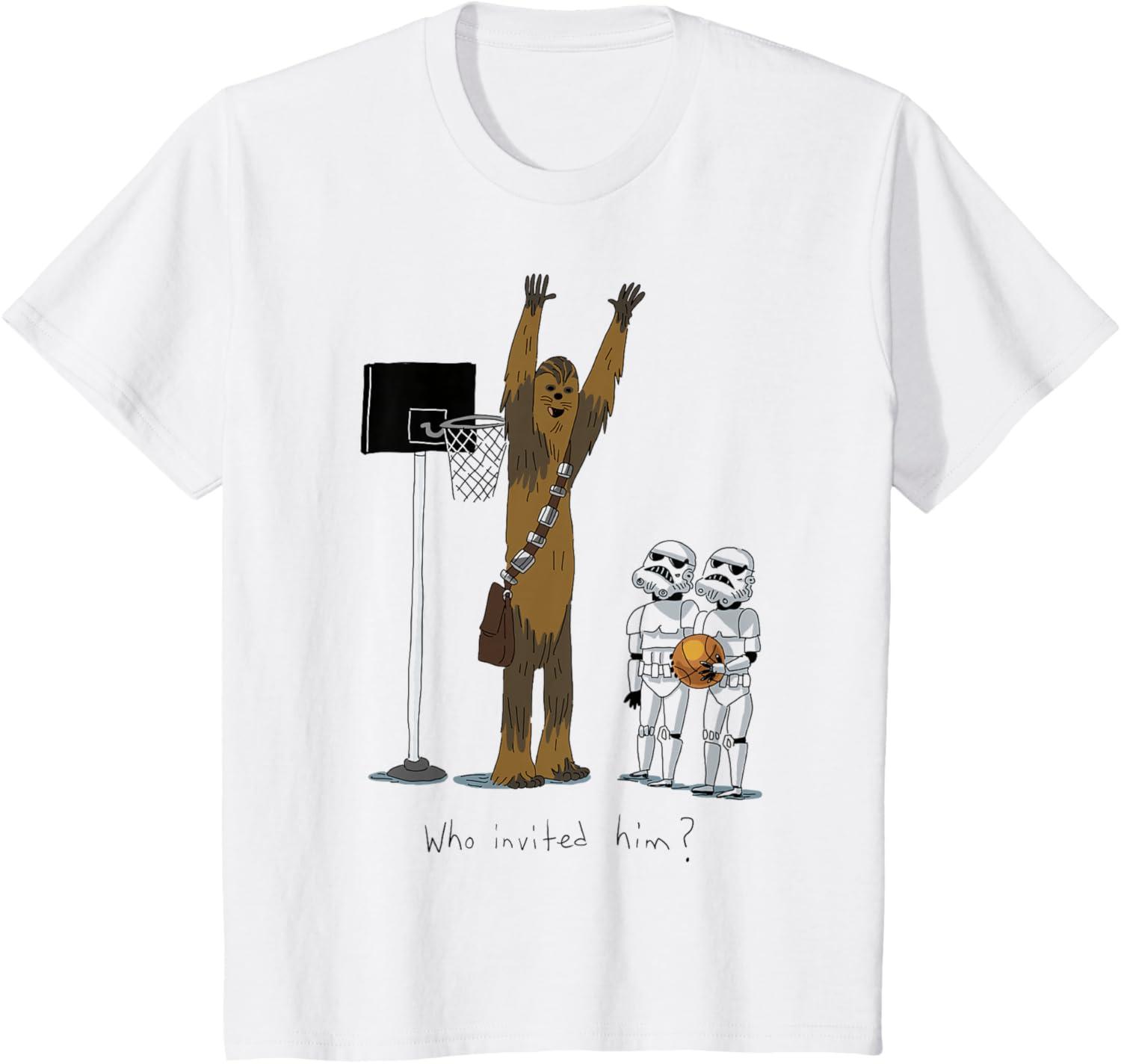 imageStar Wars Chewbacca Basketball Who Invited Him Disney TShirtWhite
