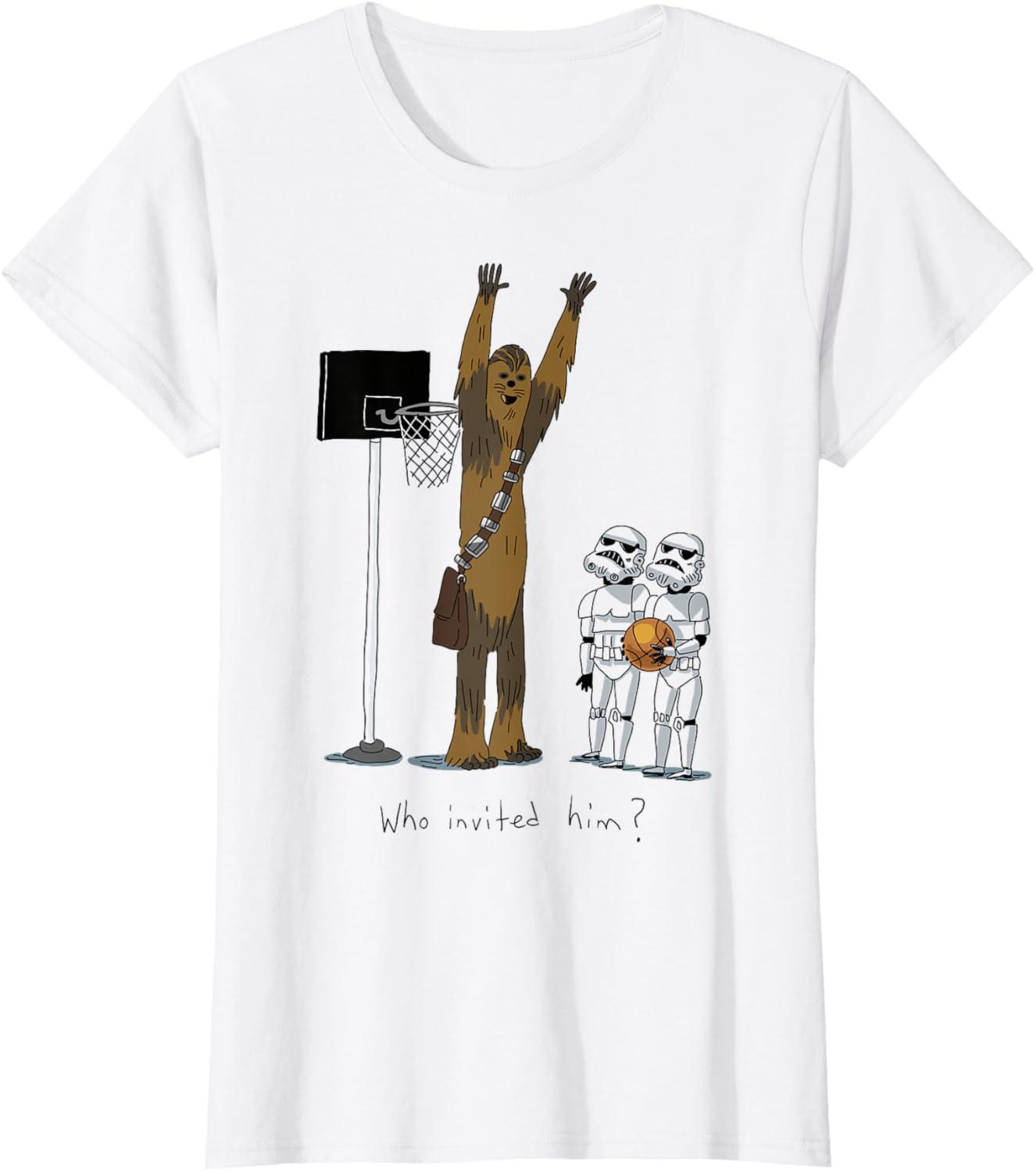 imageStar Wars Chewbacca Basketball Who Invited Him Disney TShirtWhite