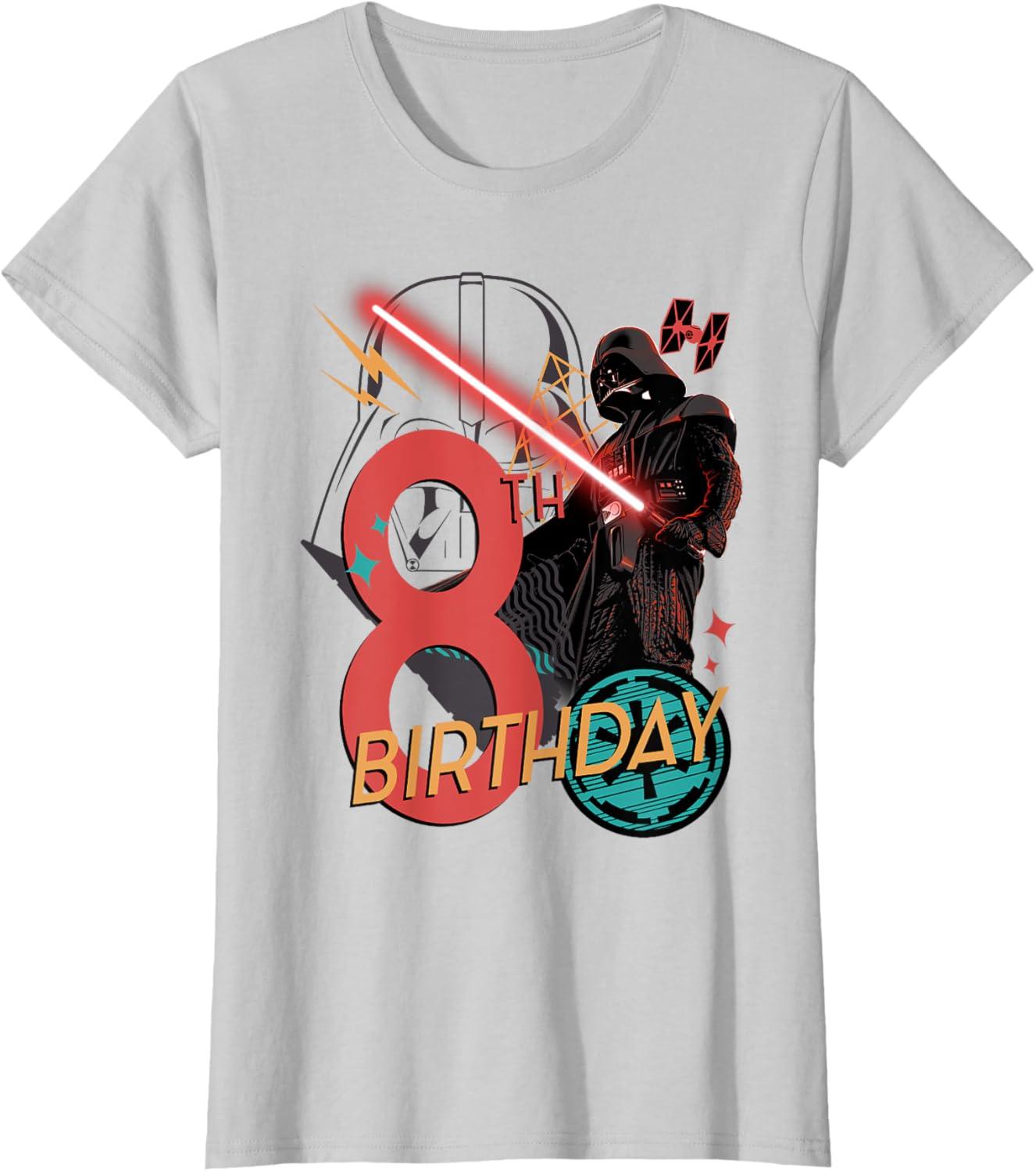 imageStar Wars Darth Vader 8th Birthday Abstract Background TShirtSilver Grey