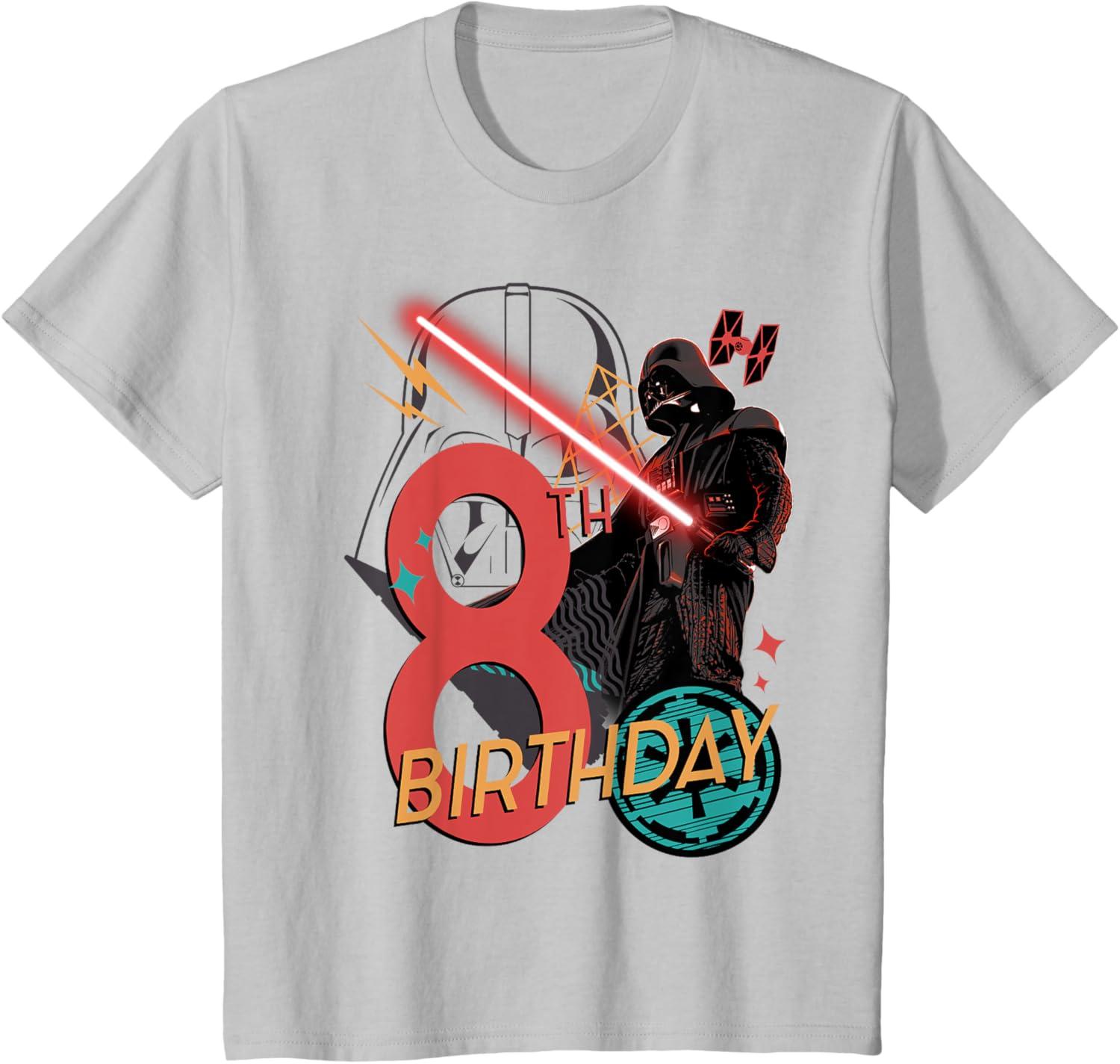 imageStar Wars Darth Vader 8th Birthday Abstract Background TShirtSilver Grey