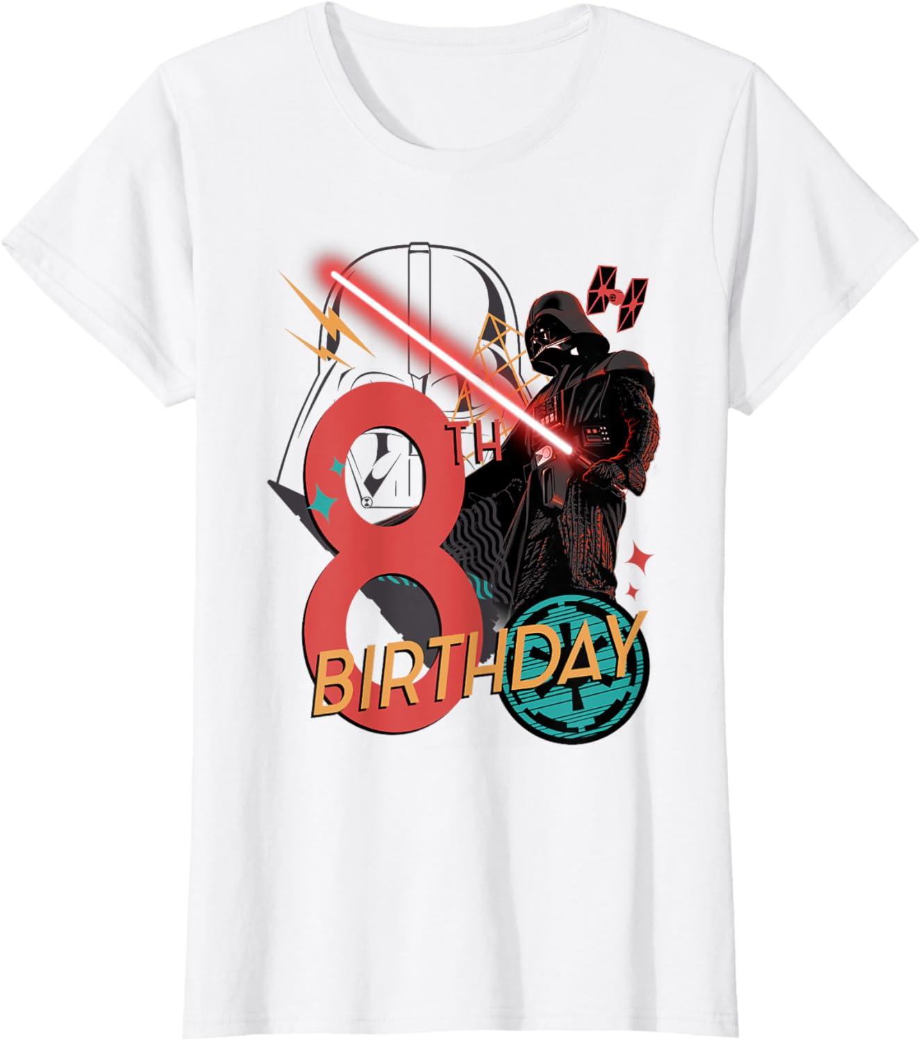 imageStar Wars Darth Vader 8th Birthday Abstract Background TShirtWhite