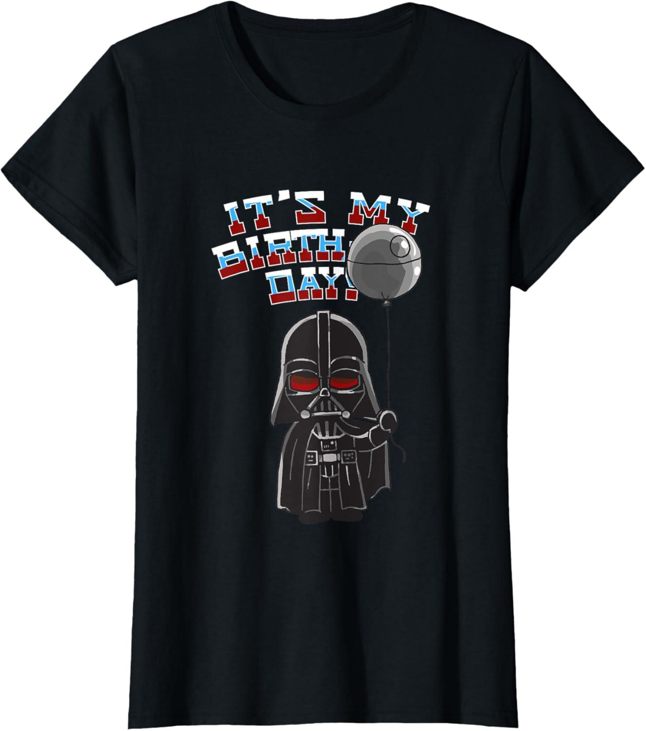 imageStar Wars Darth Vader Balloon Boy Its My Birthday TShirtBlack