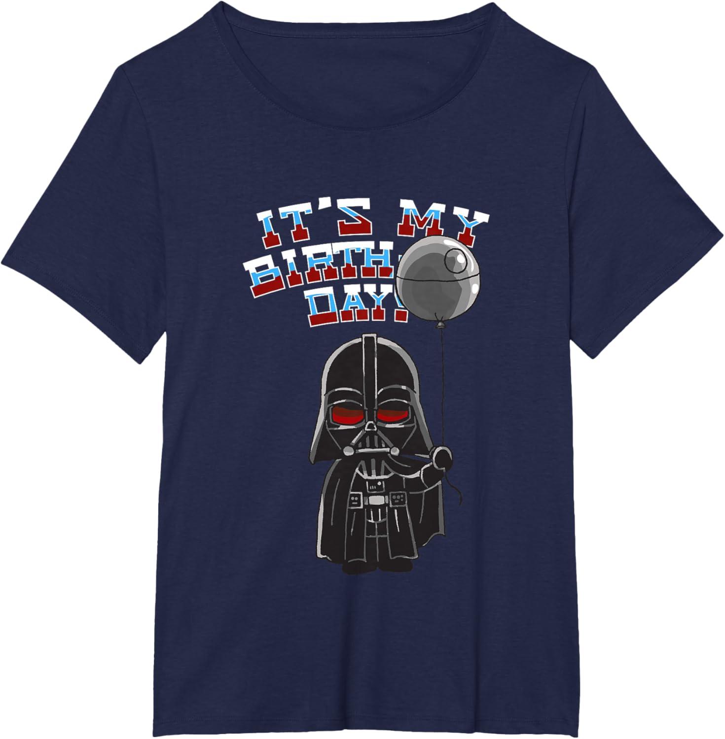 imageStar Wars Darth Vader Balloon Boy Its My Birthday TShirtNavy Blue