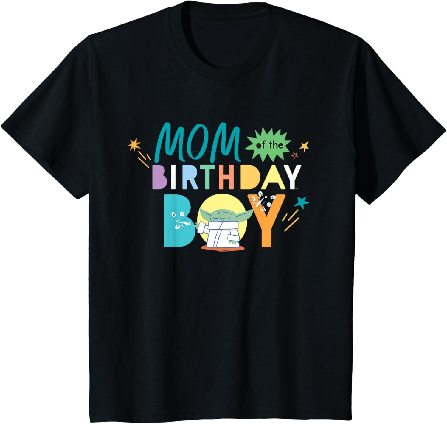 imageStar Wars Grogu Mandalorian Toon Mom of the Birthday Boy TShirtBlack