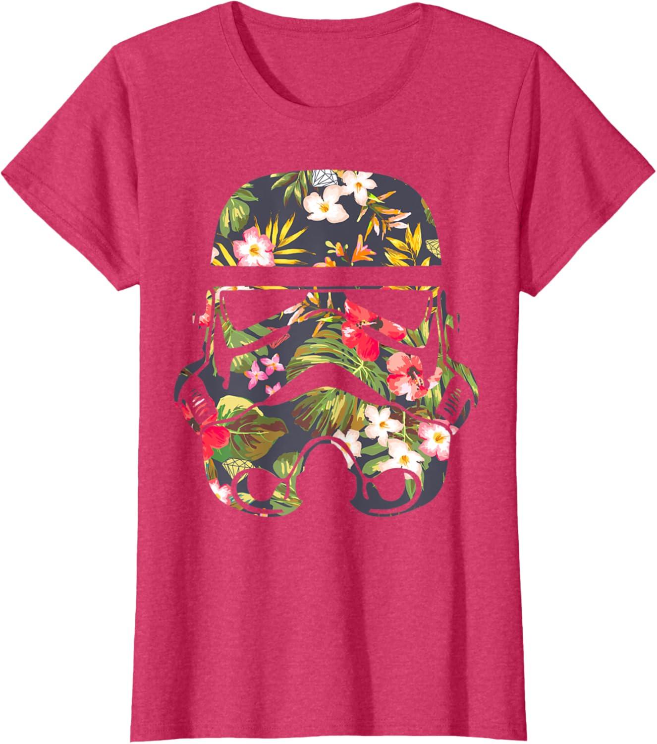 imageStar Wars Tropical Stormtrooper Floral Print Disney TShirtRed Heather