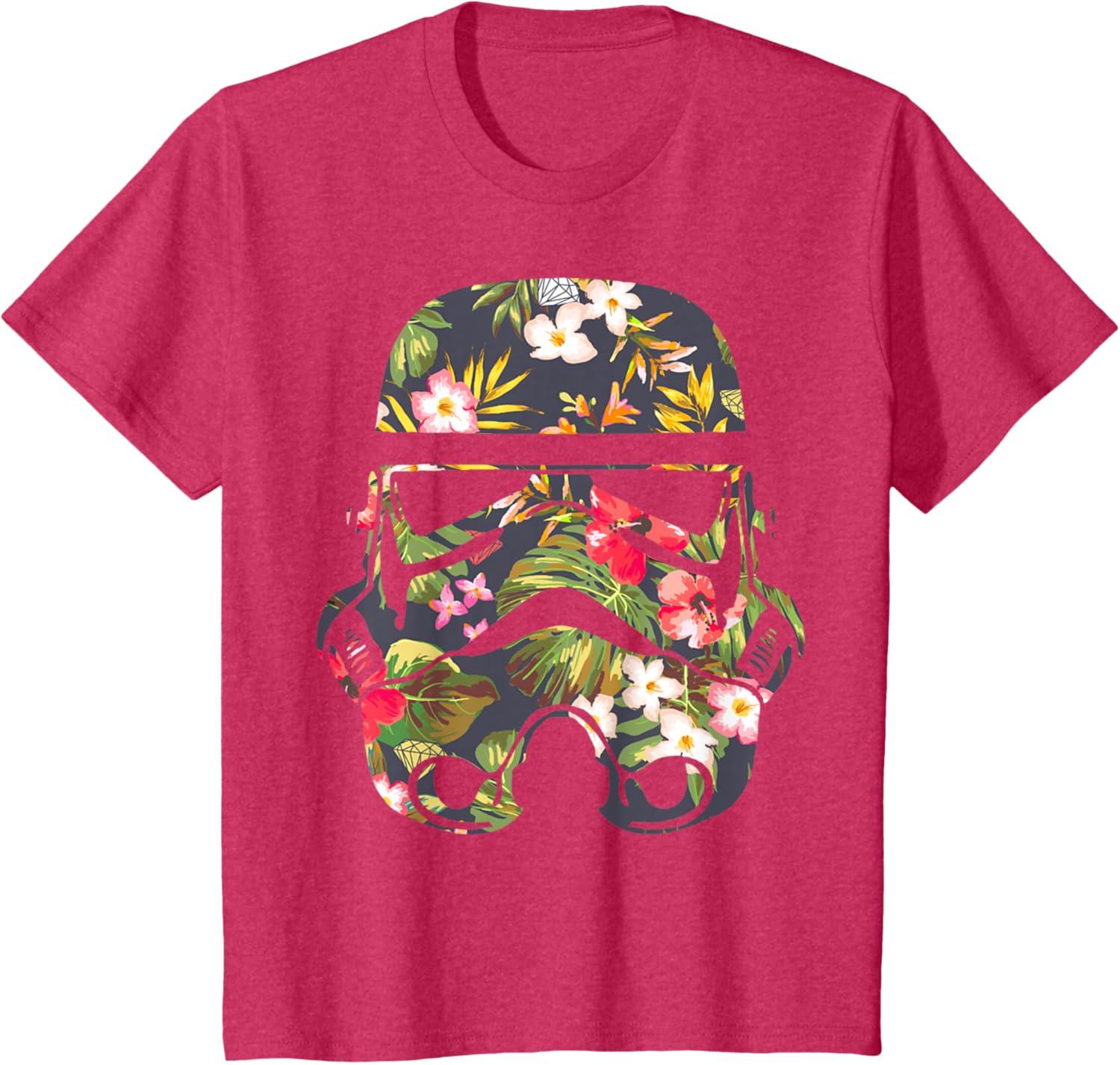 imageStar Wars Tropical Stormtrooper Floral Print Disney TShirtRed Heather