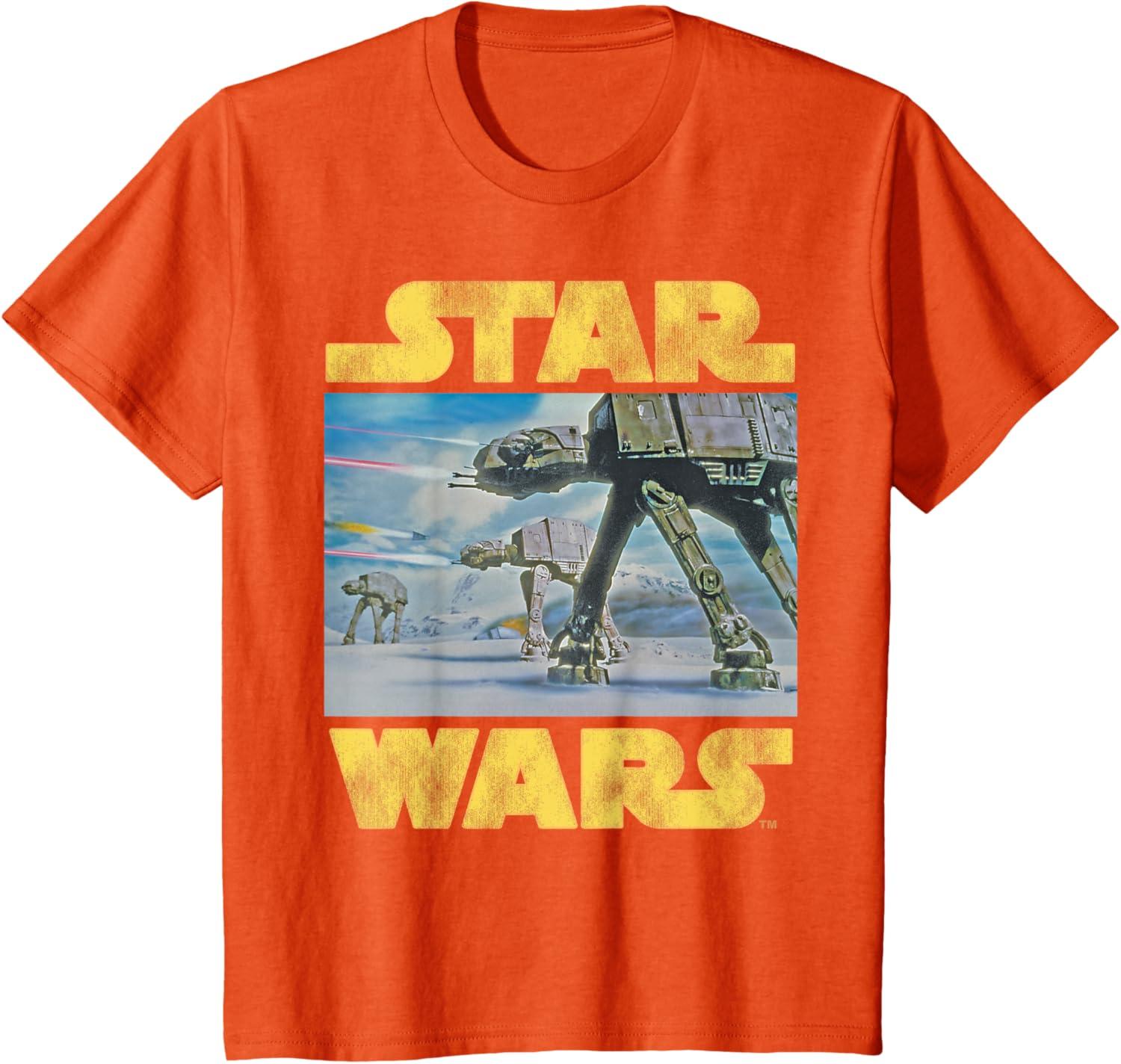 imageStar Wars Vintage Imperial ATAT Battle of Hoth TShirt TShirtOrange