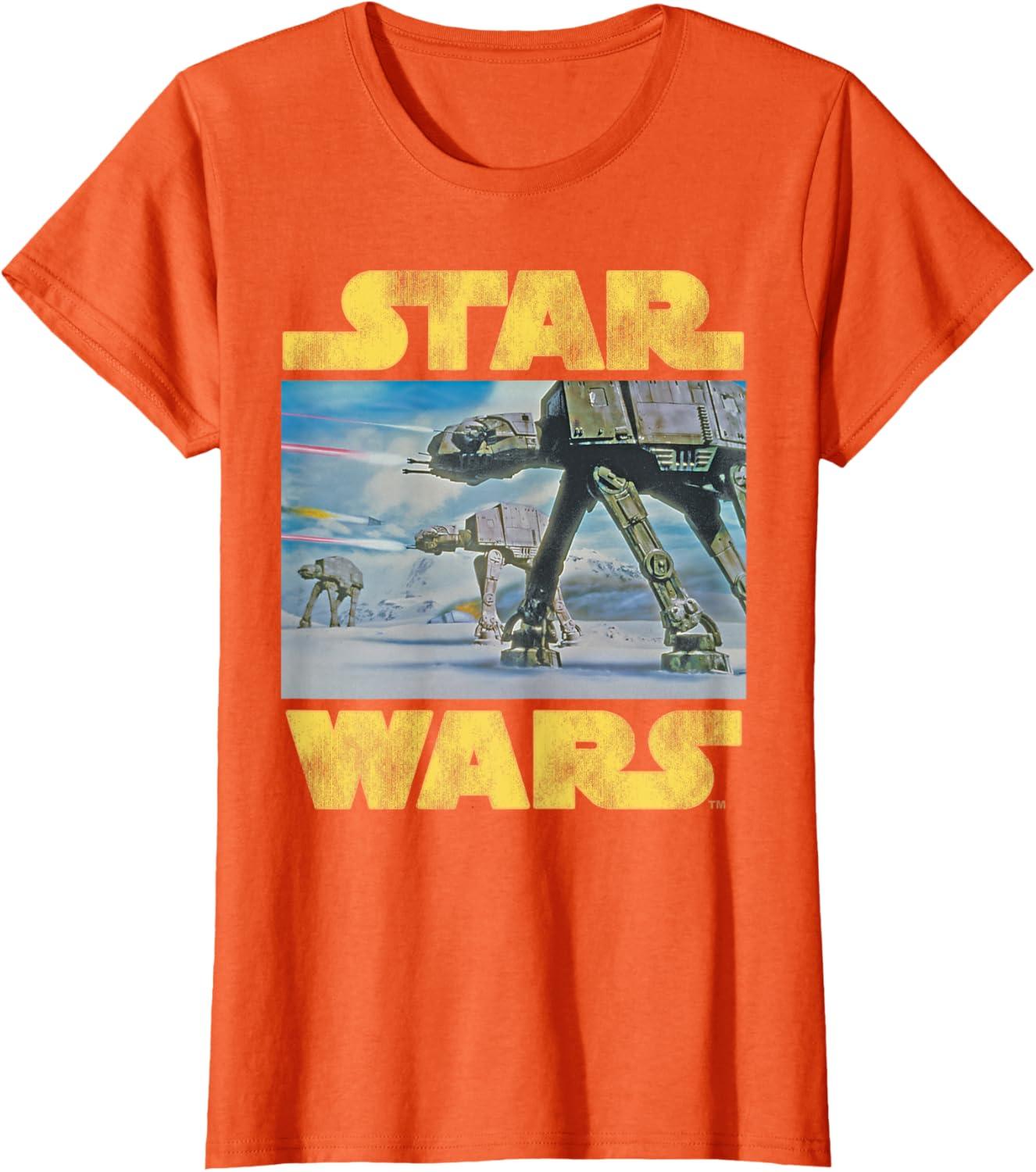 imageStar Wars Vintage Imperial ATAT Battle of Hoth TShirt TShirtOrange