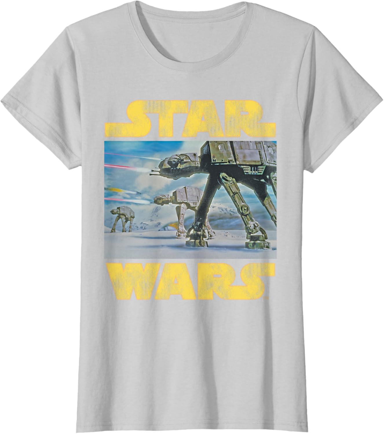 imageStar Wars Vintage Imperial ATAT Battle of Hoth TShirt TShirtSilver Grey