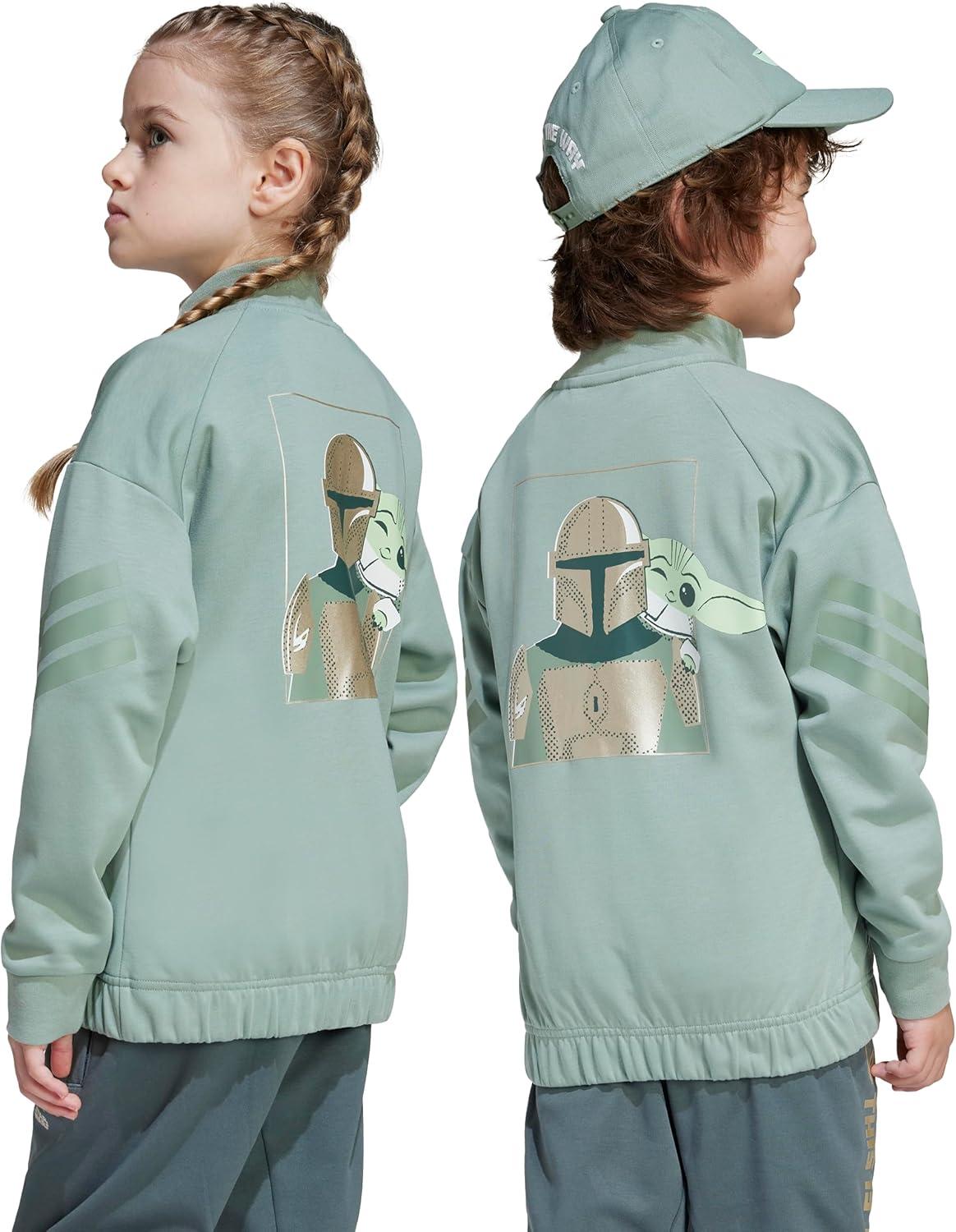 imageadidas Kids Star Wars Mandalorian Track TopSilver GreenCyber Metallic