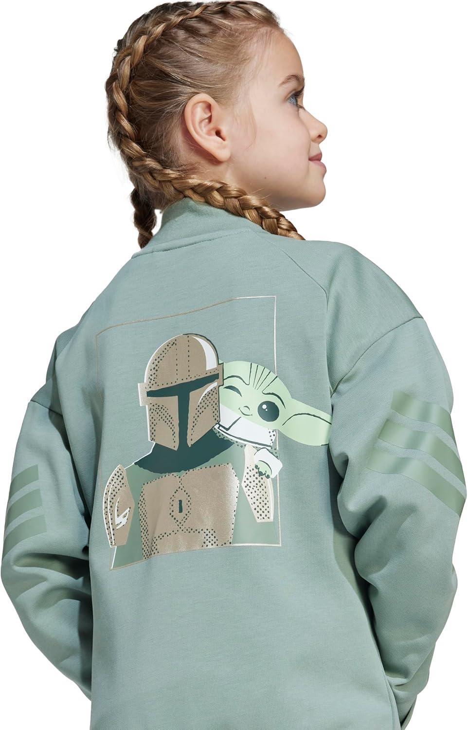 imageadidas Kids Star Wars Mandalorian Track TopSilver GreenCyber Metallic