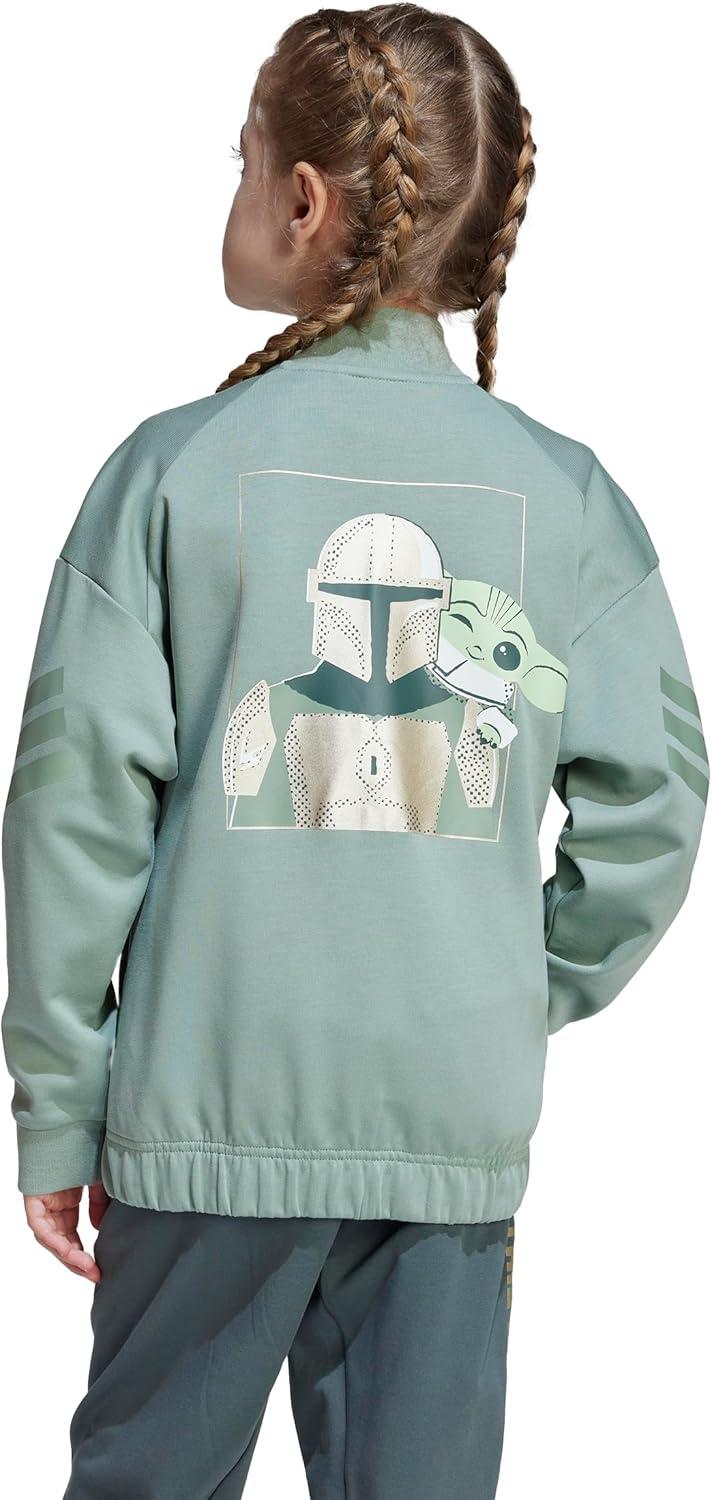 imageadidas Kids Star Wars Mandalorian Track TopSilver GreenCyber Metallic