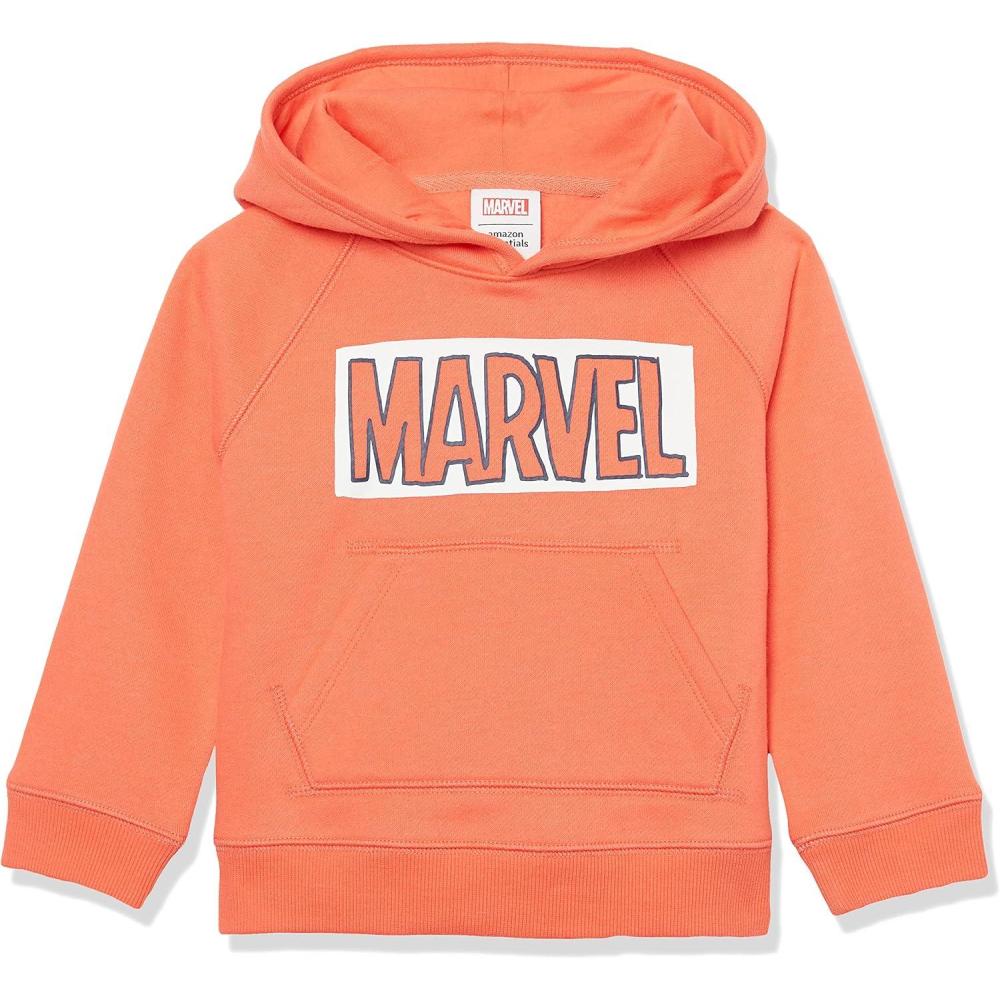 imageAmazon Essentials Disney  Marvel  Star Wars  Frozen  Princess Girls and Toddlers Fleece Pullover Hoodie SweatshirtMarvel Logo