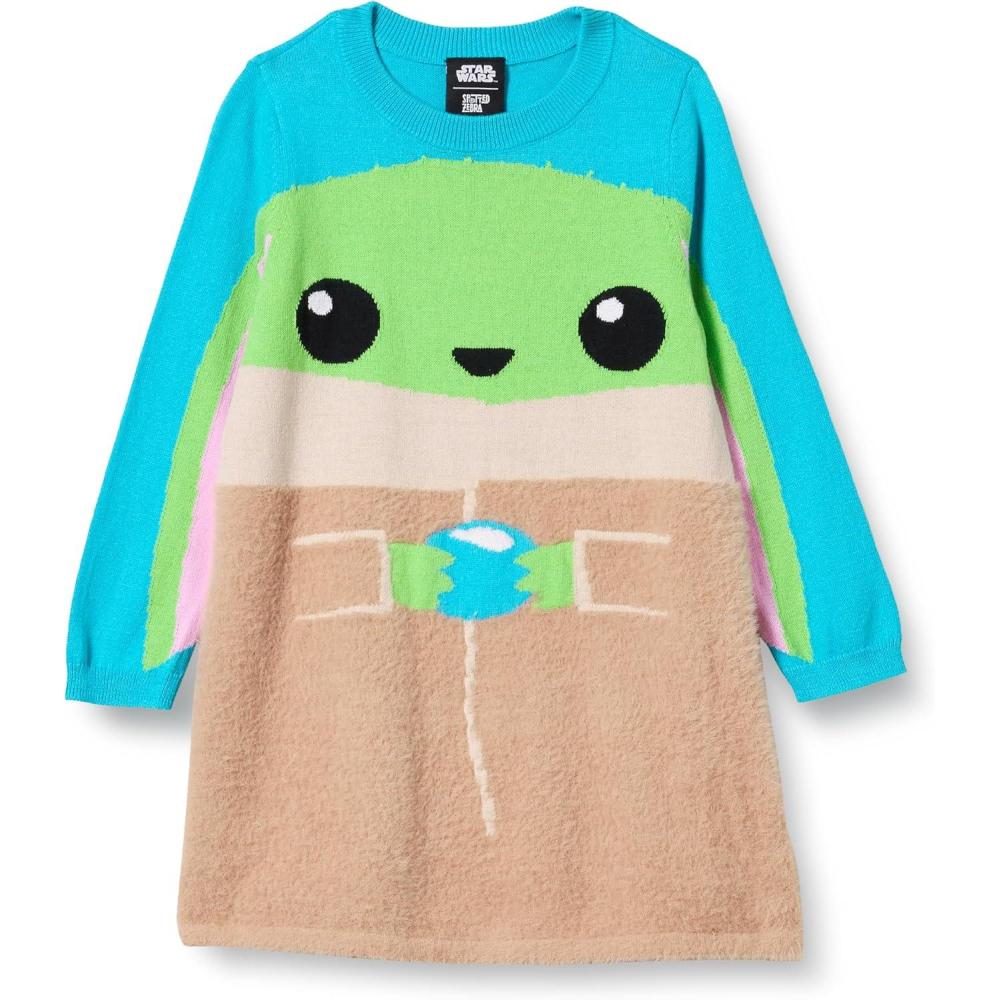 imageAmazon Essentials Disney  Marvel  Star Wars  Frozen  Princess Girls and Toddlers Sweater DressesNeon Star Wars Child