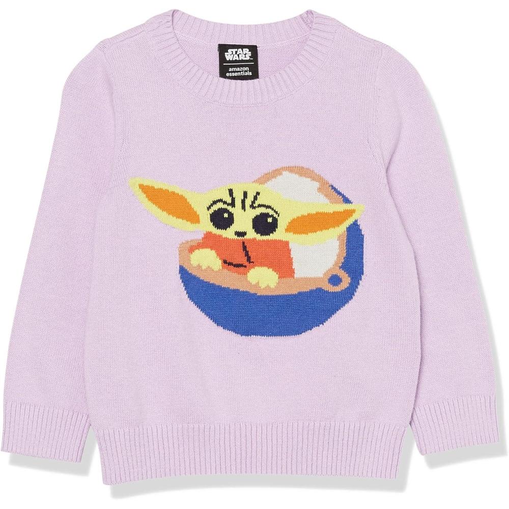 imageAmazon Essentials Disney  Marvel  Star Wars  Princess Girls and Toddlers Crewneck SweatersStar Wars Grogu  Girls
