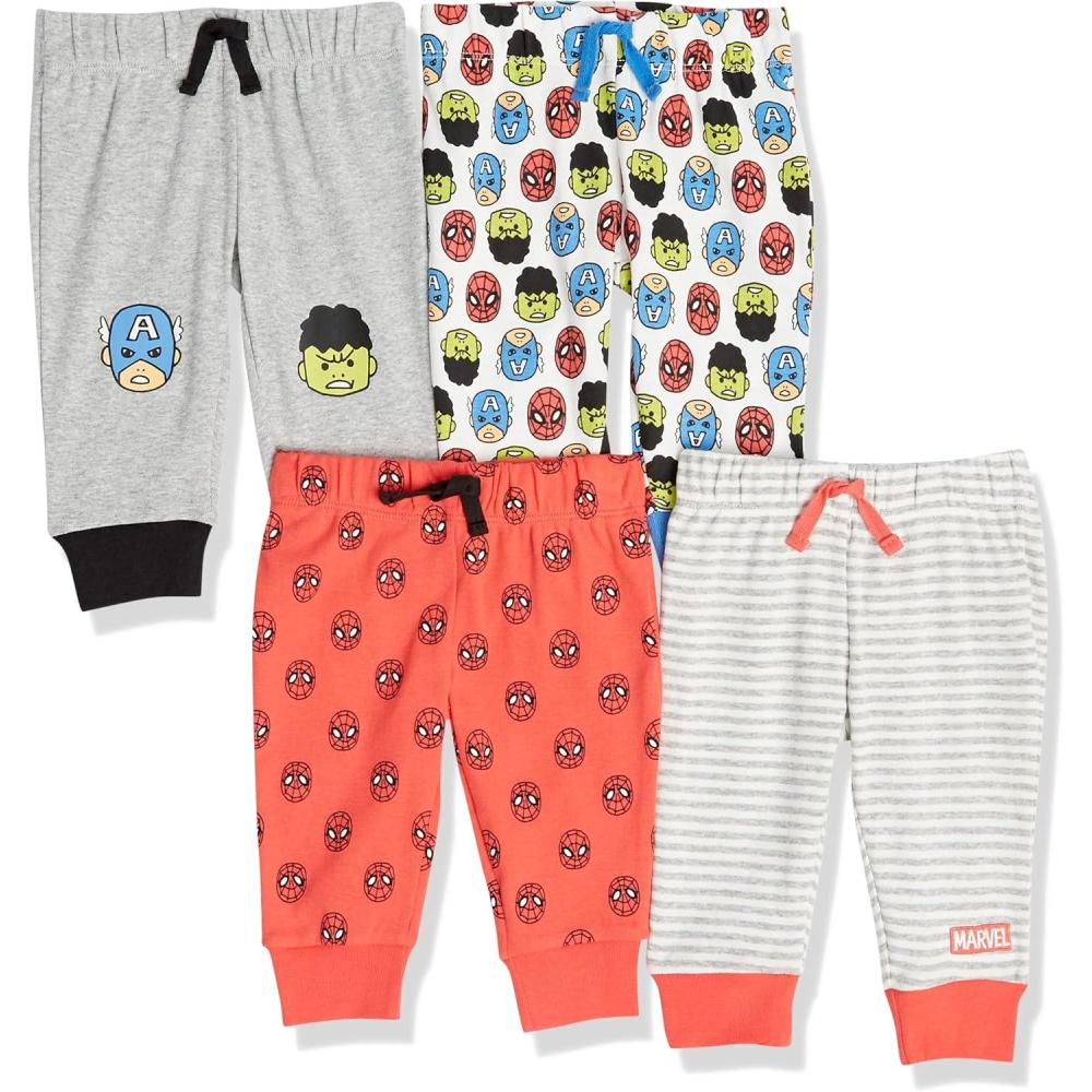 imageAmazon Essentials Disney  Marvel  Star Wars Baby Boys Pants Pack of 4Marvel Friends