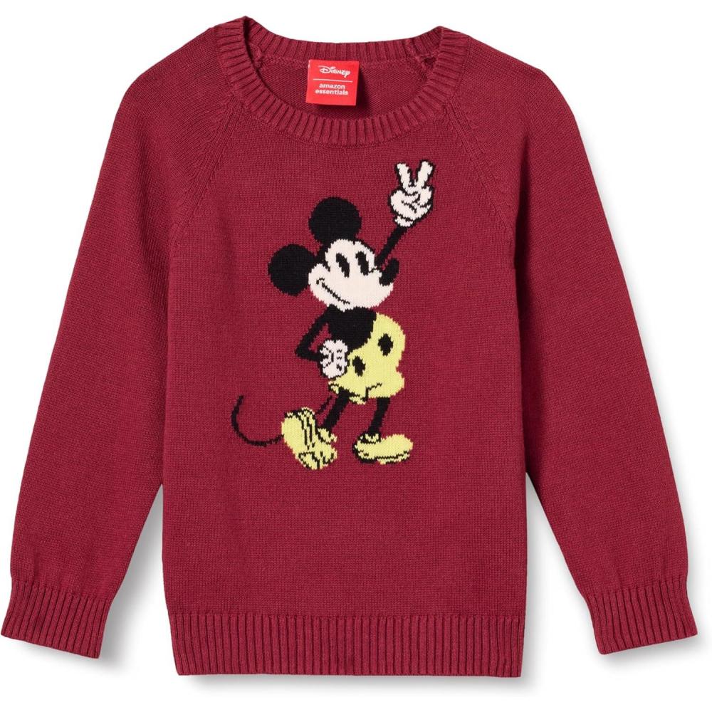 imageAmazon Essentials Disney  Marvel  Star Wars Boys and Toddlers Crewneck SweatersHappy Mickey  Boys