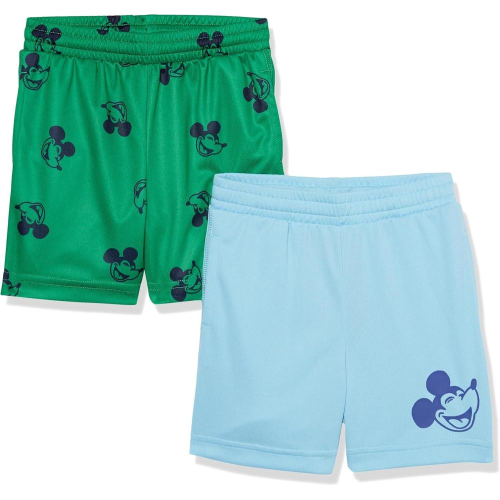 imageAmazon Essentials Disney  Marvel  Star Wars Boys and Toddlers Mesh Basketball Gym Shorts Pack of 2Happy Mickey