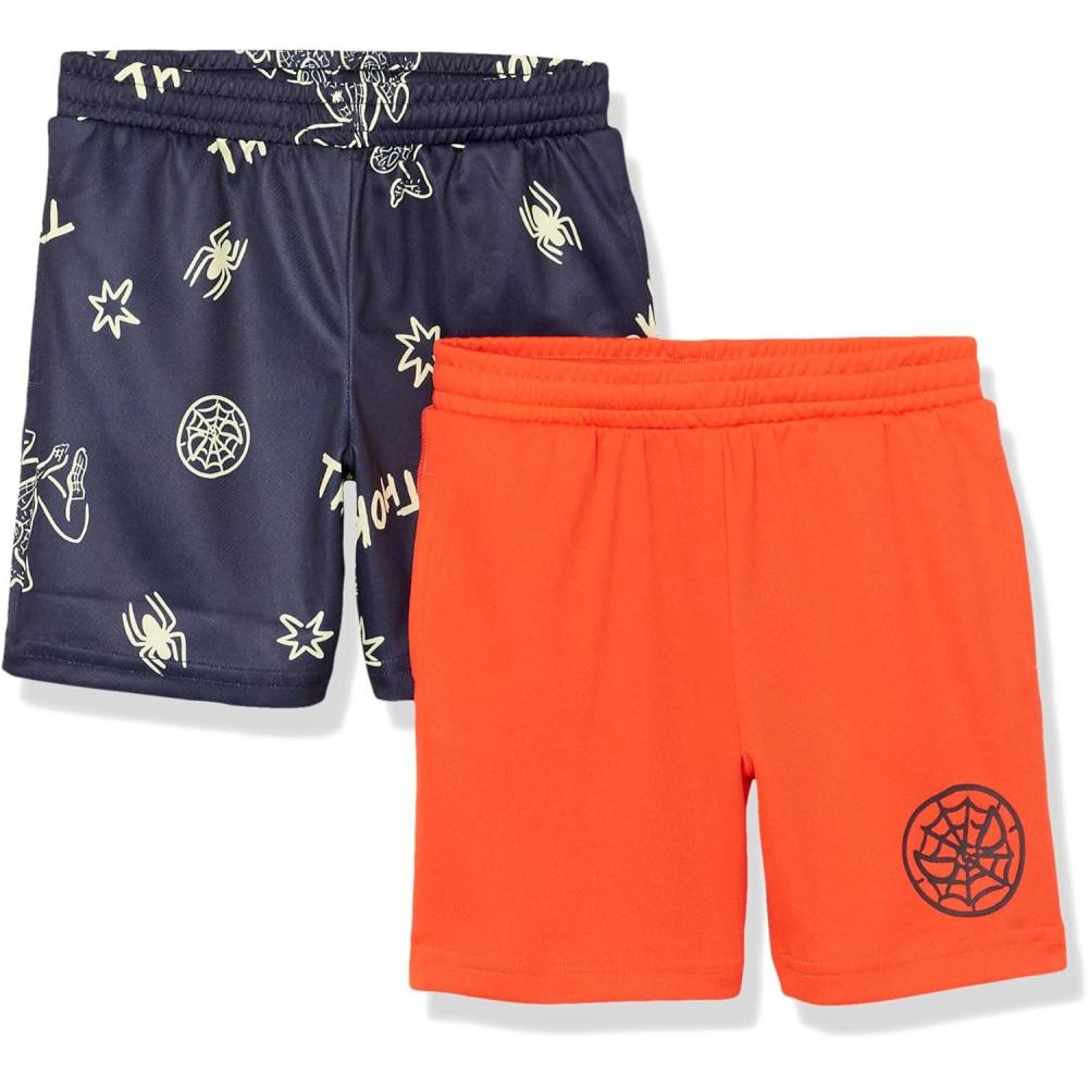 imageAmazon Essentials Disney  Marvel  Star Wars Boys and Toddlers Mesh Basketball Gym Shorts Pack of 2Marvel Spiderman