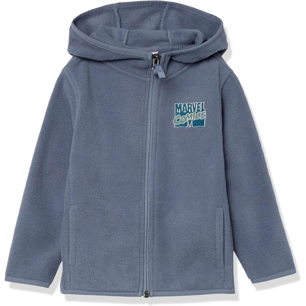 imageAmazon Essentials Disney  Marvel  Star Wars Boys and Toddlers Polar Fleece FullZip Hooded JacketMarvel Comic Logo