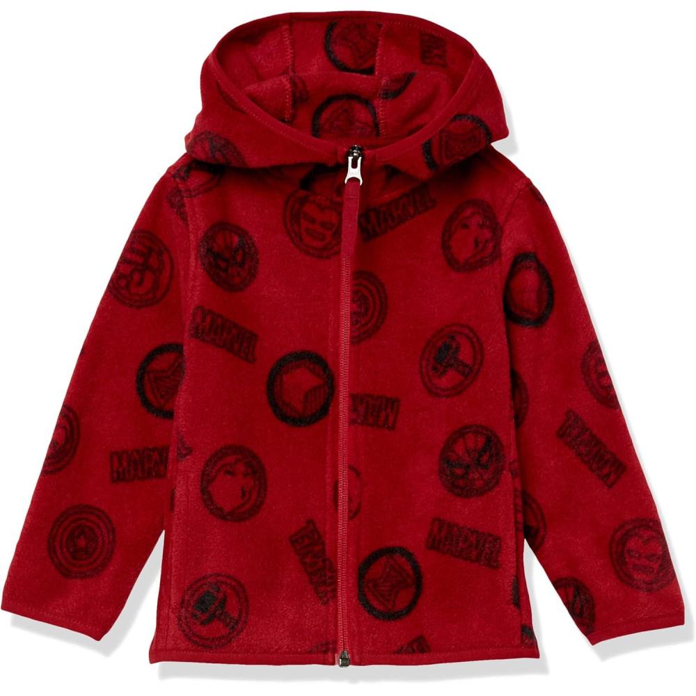imageAmazon Essentials Disney  Marvel  Star Wars Boys and Toddlers Polar Fleece FullZip Hooded JacketMarvel Logo