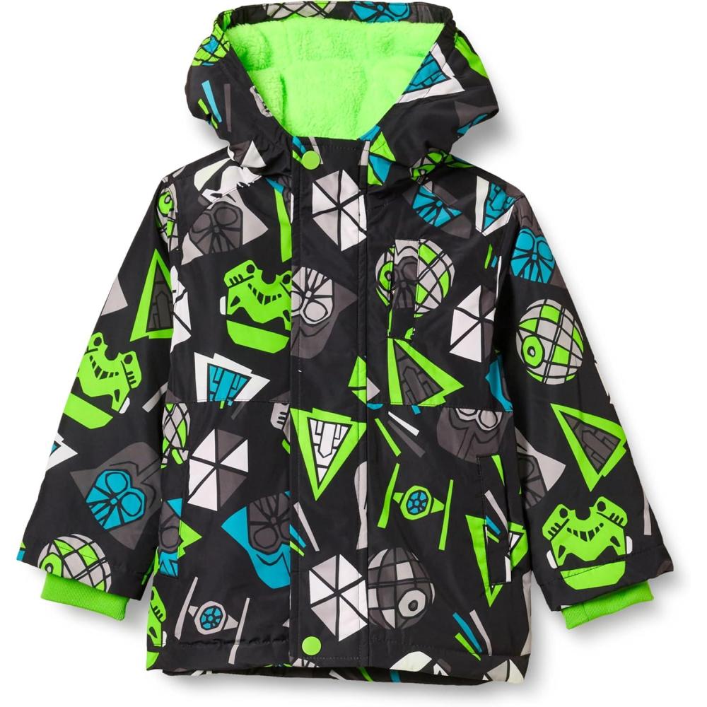 imageAmazon Essentials Disney  Marvel  Star Wars Boys and Toddlers Warm Puffer CoatsNeon Star Wars